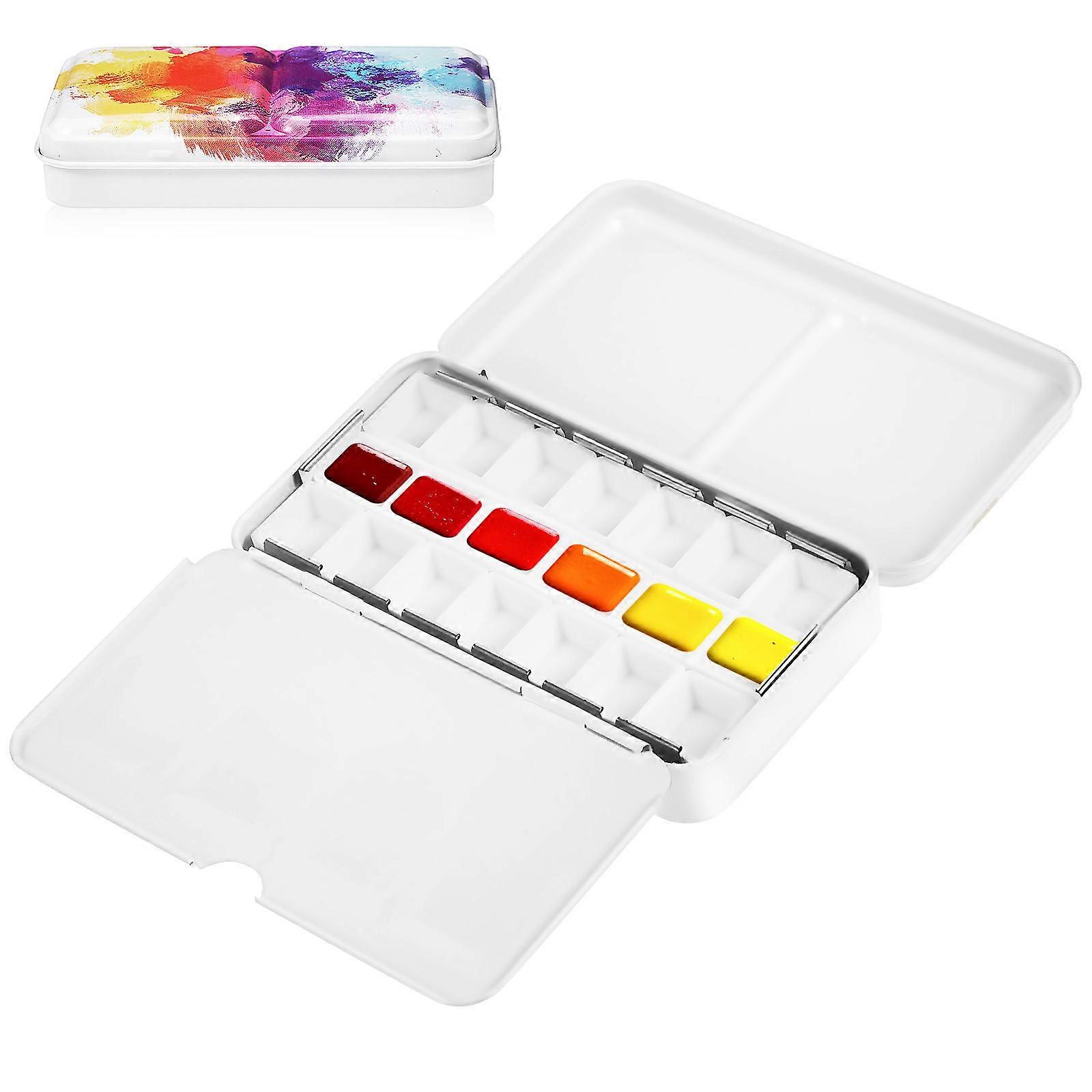 Watercolor Palette Box Metal Tin for Mixing 4Sets Empty Travel Kit