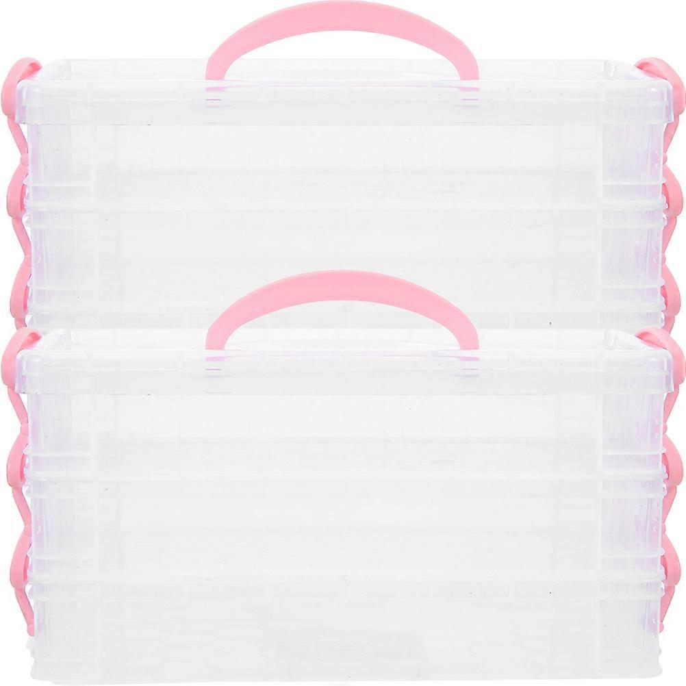 Transparent Stackable Pencil Box 3-Layers Storage Solution for Home 6Pcs