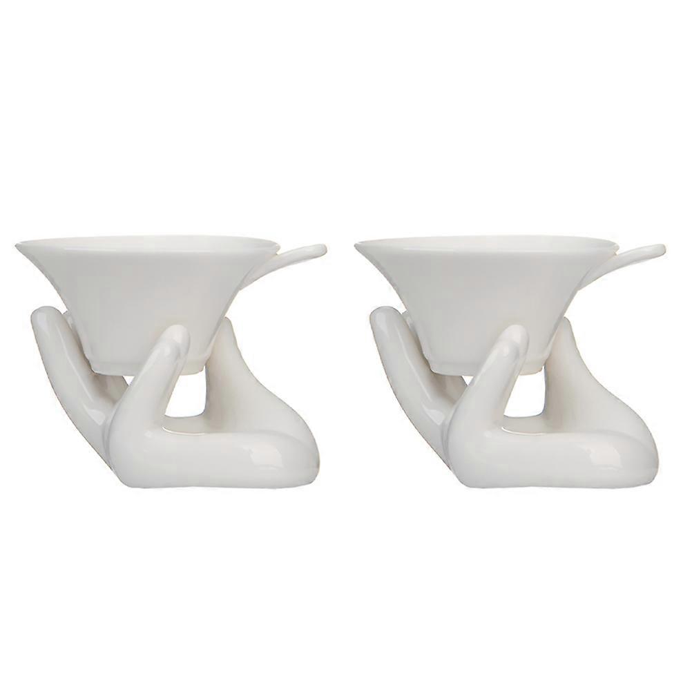 Ceramic Tea Filter with Support Holder Porcelain 4Sets for Tea Enjoyment
