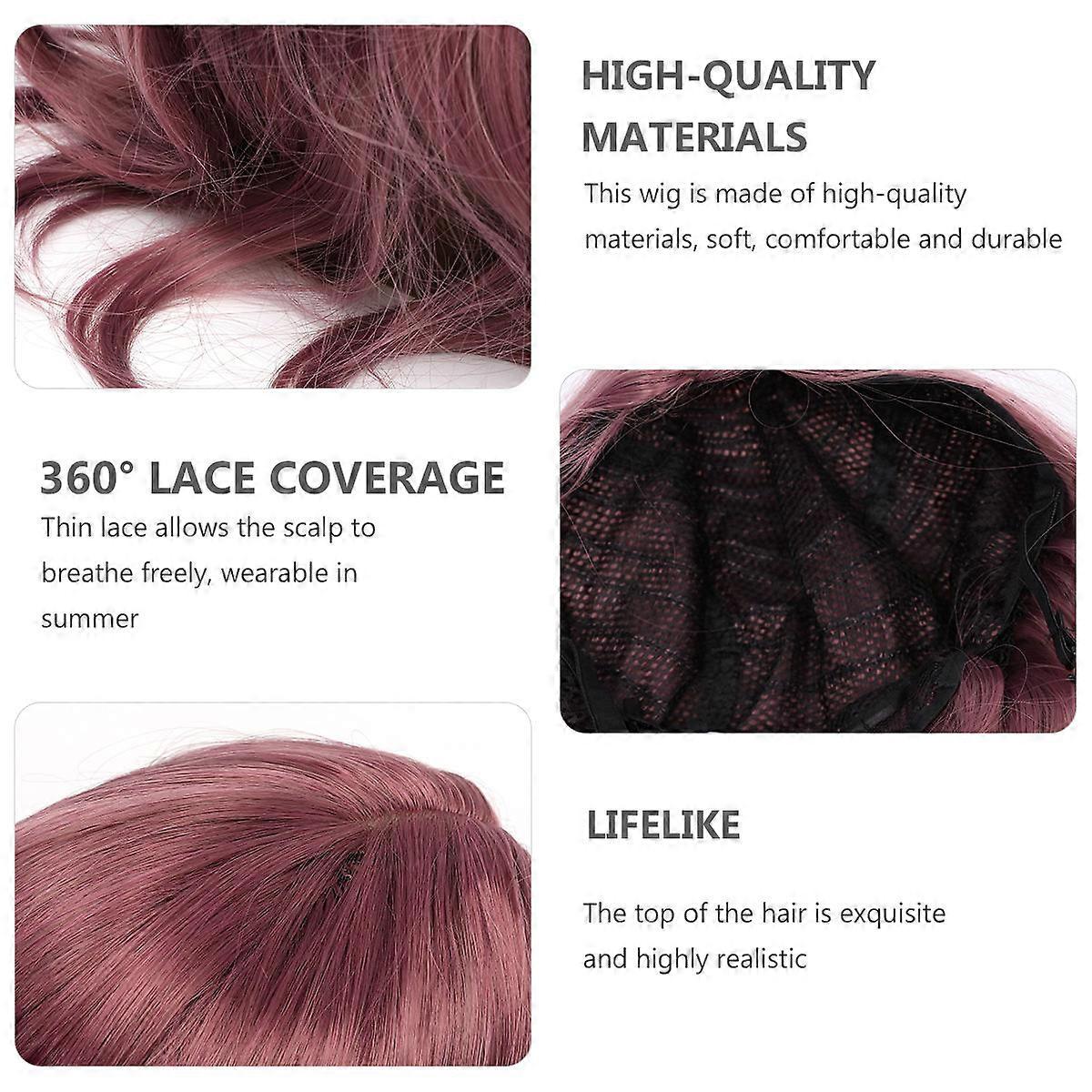 Long Curly Purple Wig For Women Designed For Stage Performance Using High Temperature Resistant Material In 2Pcs