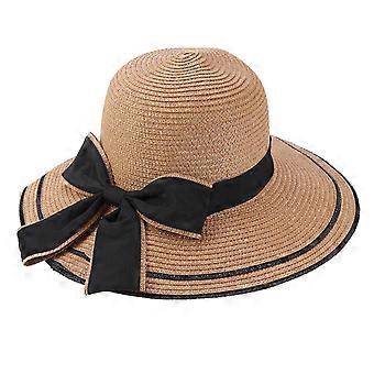 Sun Block Bucket Hat Khaki Free Size for Sun Protection with Bowknot