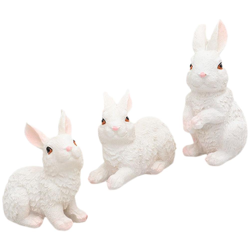 Bunny Rabbit Decor Resin Statue for Decor 6Pcs White Figurine Set