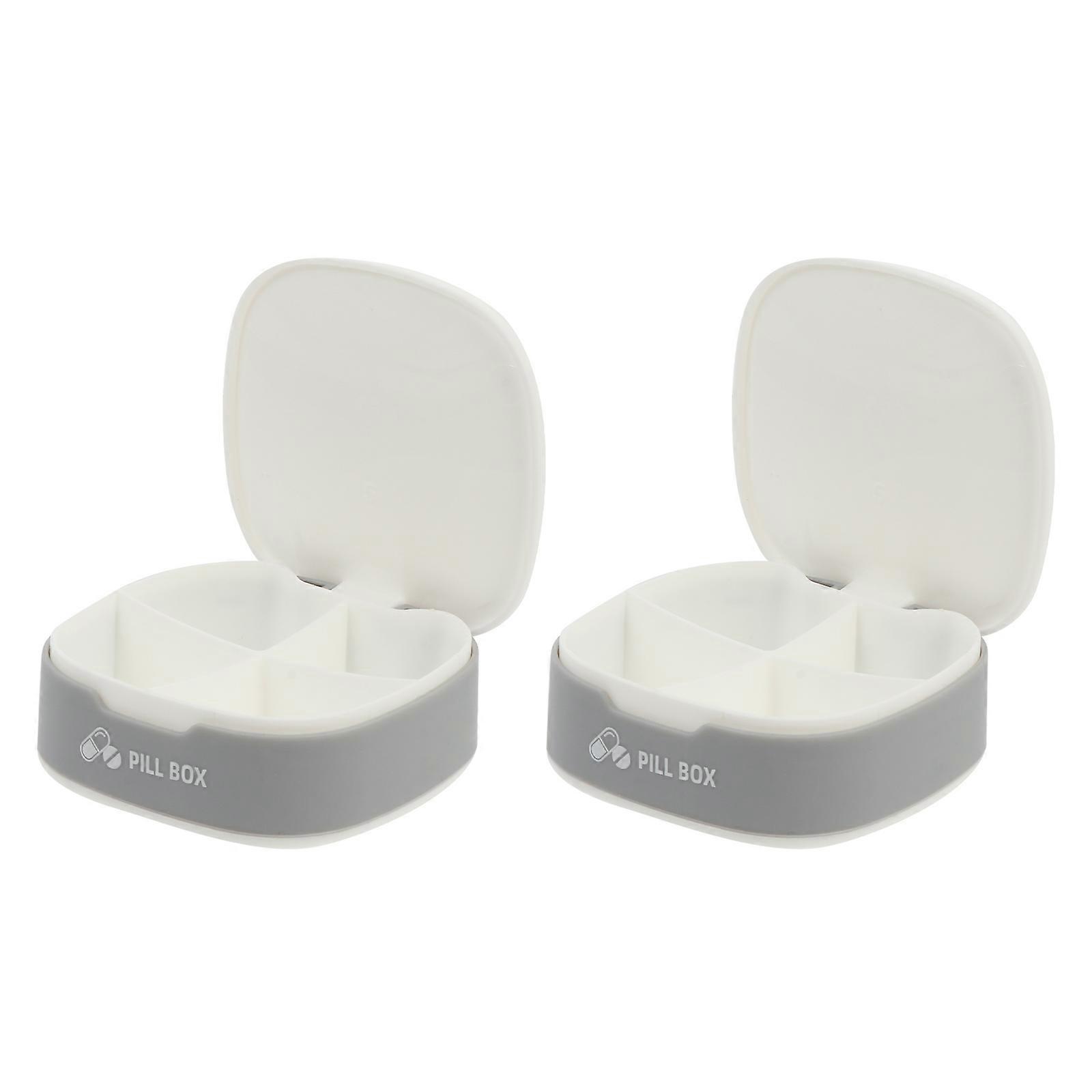 Grey Portable Storage Container Pill Organizer for Storage 4 Compartments 4Pcs