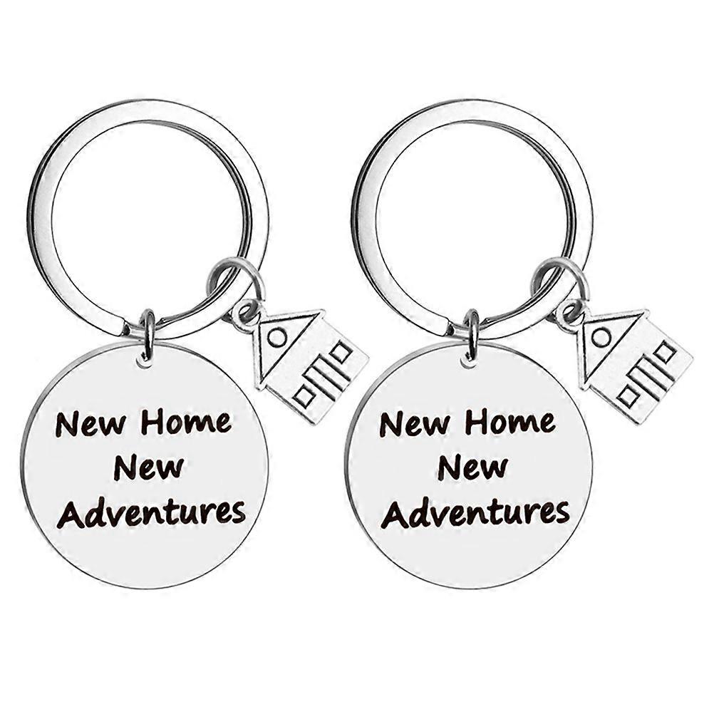 Housewarming Key Ring Stainless Steel Keychain for Decor 2Pcs Silver