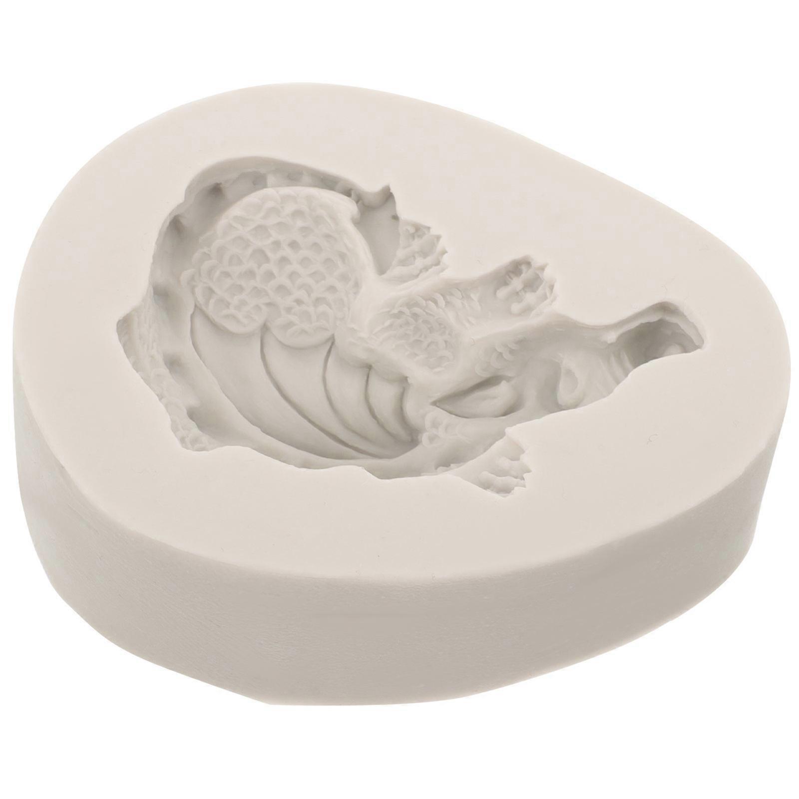 Fondant Cake Mould Silicone Easter Dinosaur Mold for Baking Use 3Pcs White