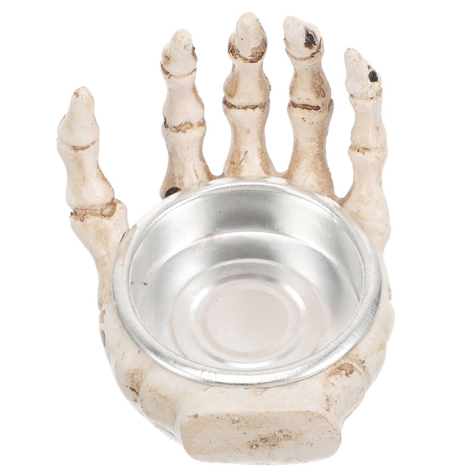 Skeleton Hand Candle Holder For Halloween Decoration 6x5.5cm Resin 3Pcs Unique Atmosphere Creation