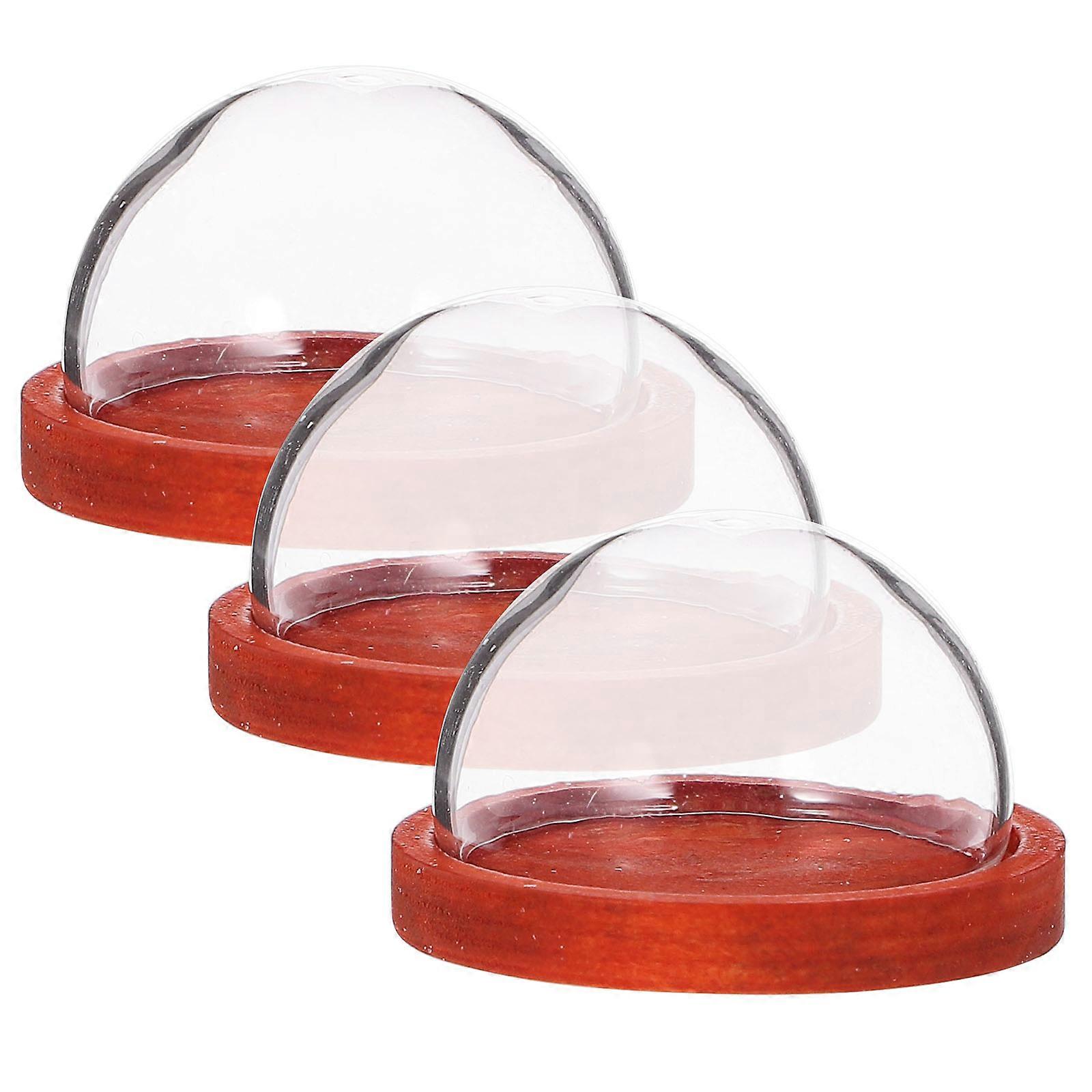 Glass Cloche Dome for Protection 9Pcs Mini Dome with Wood Base