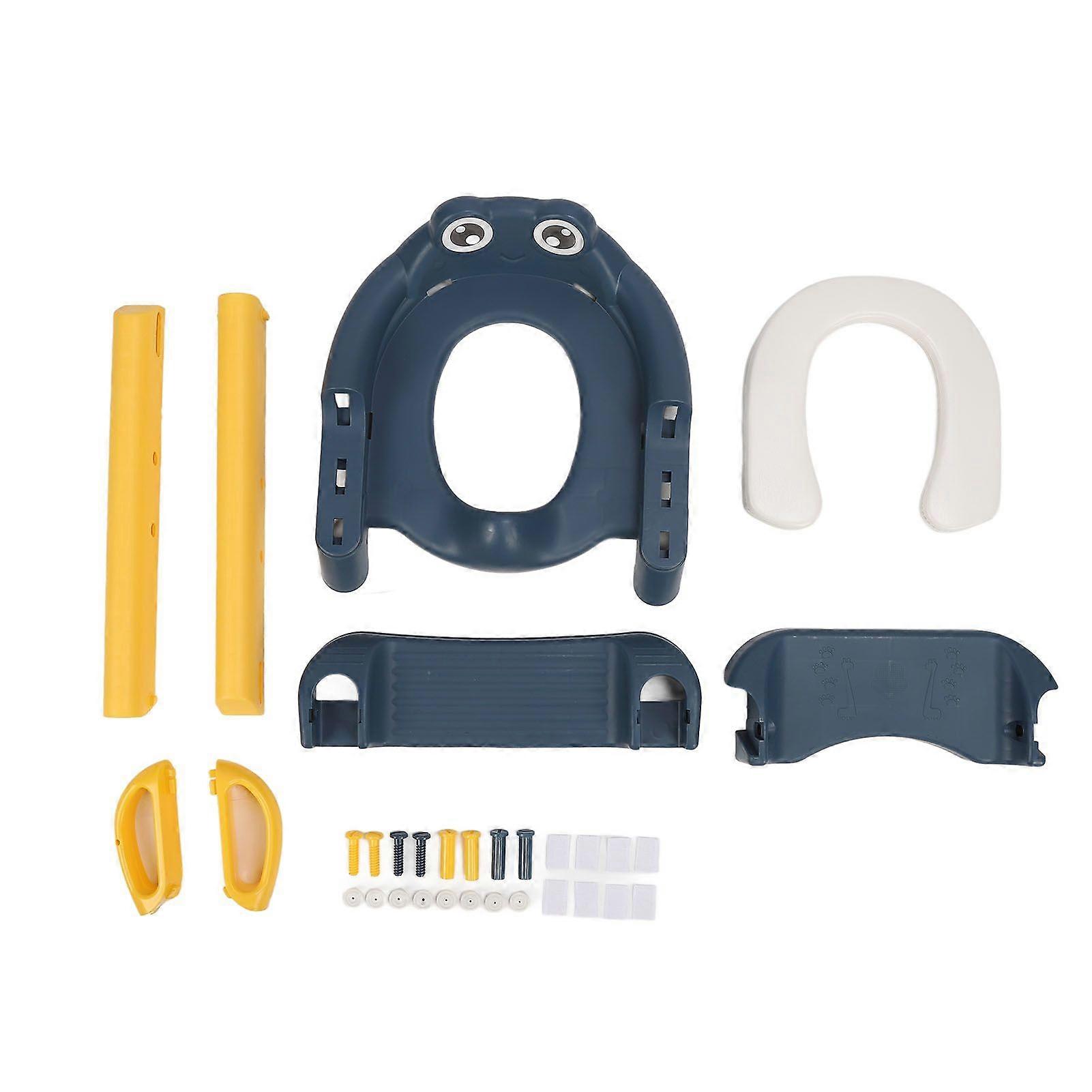 儿童如厕训练座椅可折叠防止滑倒婴儿马桶便盆座椅带踏脚凳梯黄色