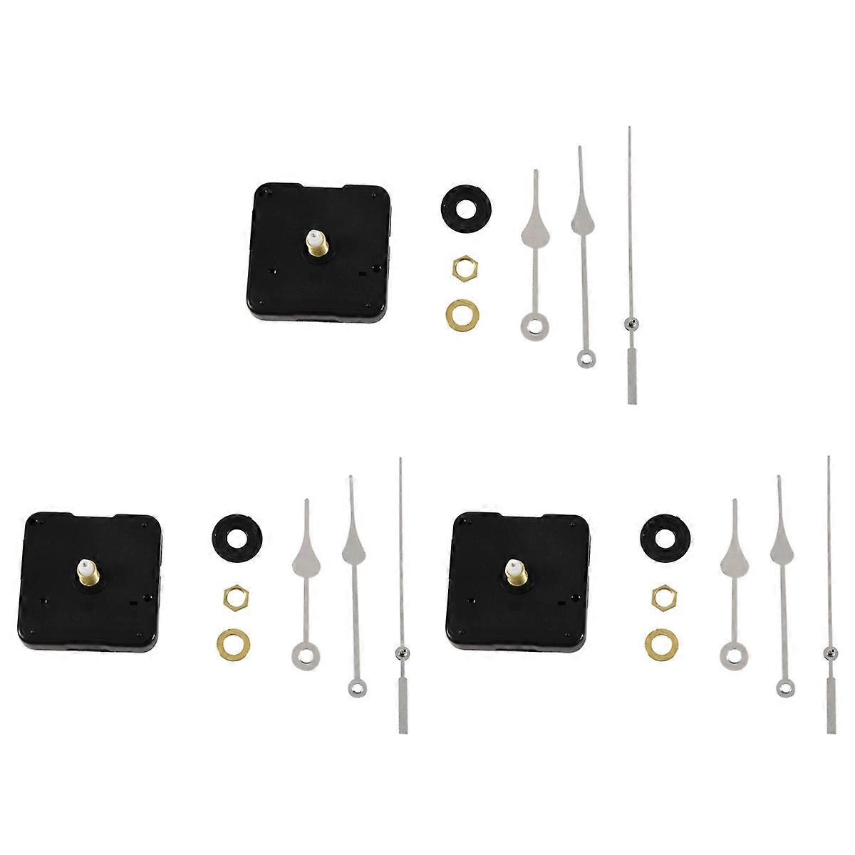 Clock Movement Mechanism with Silver Hour Minute Second Hand