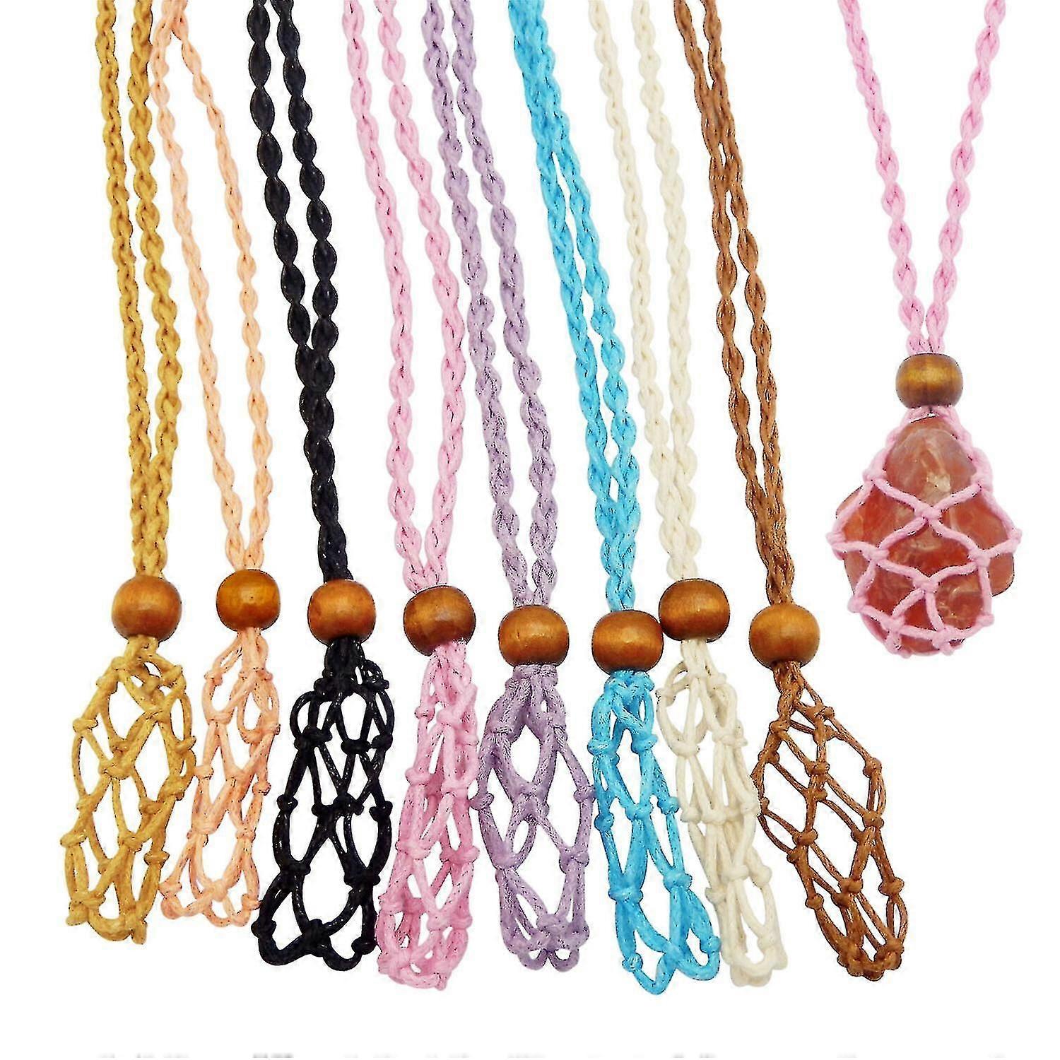 Adjustable Braided Net Gemstone Holder Empty Necklace Cord For Crystals Pendant