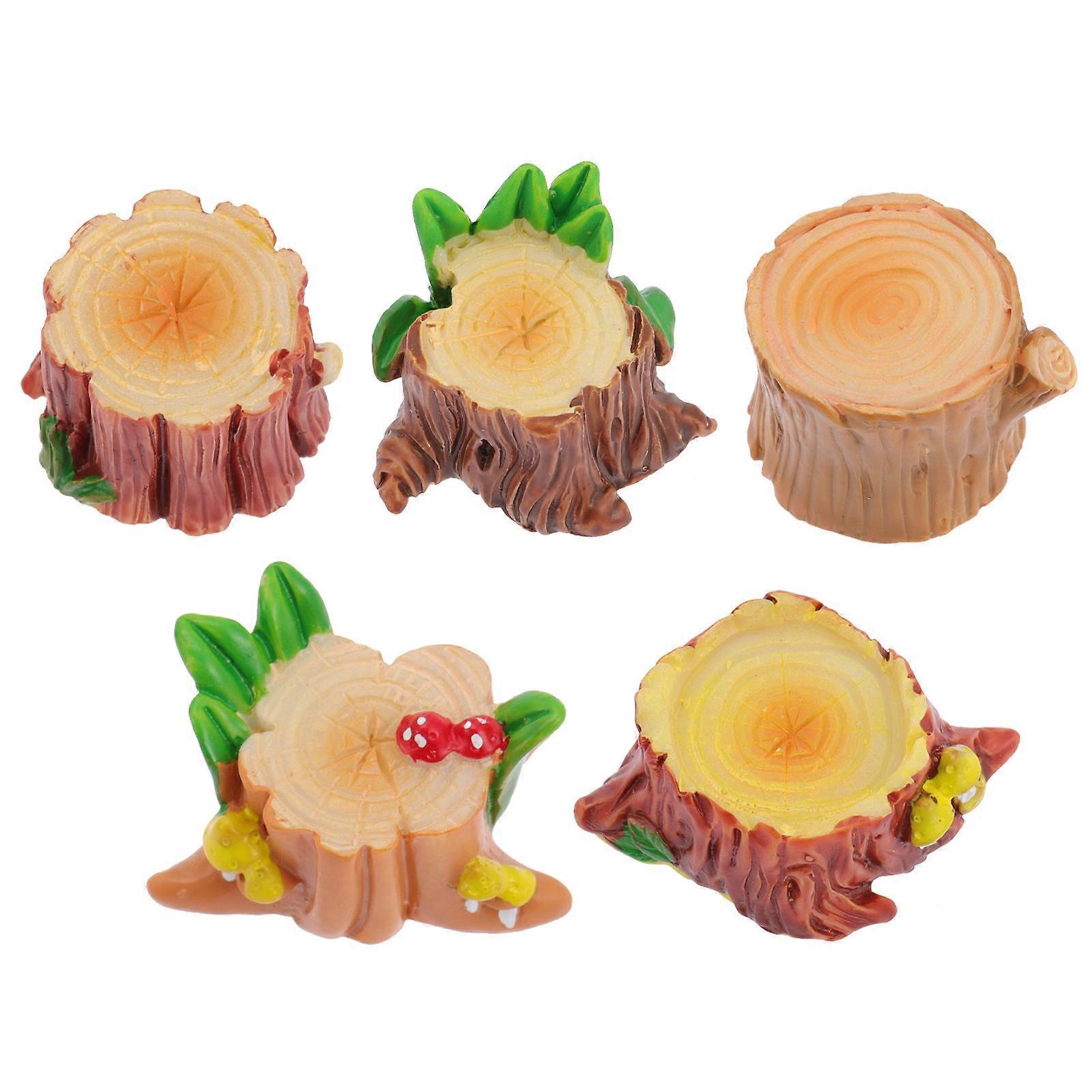 Mini Tree Stump Adornment Resin Tree Stump for Decoration 10Pcs