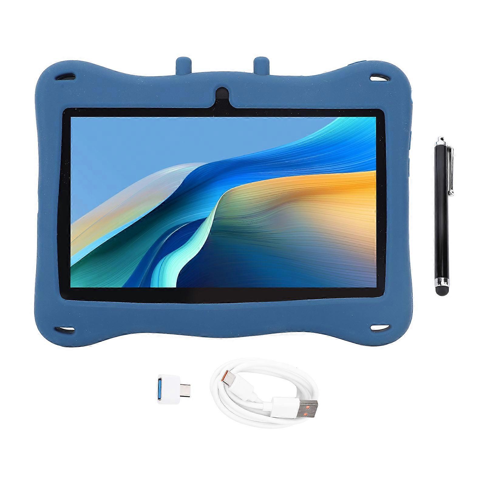 7 Inch Learning Tablet with Stand 1024x600 HD Screen Dual Cameras Android 7.0 Blue