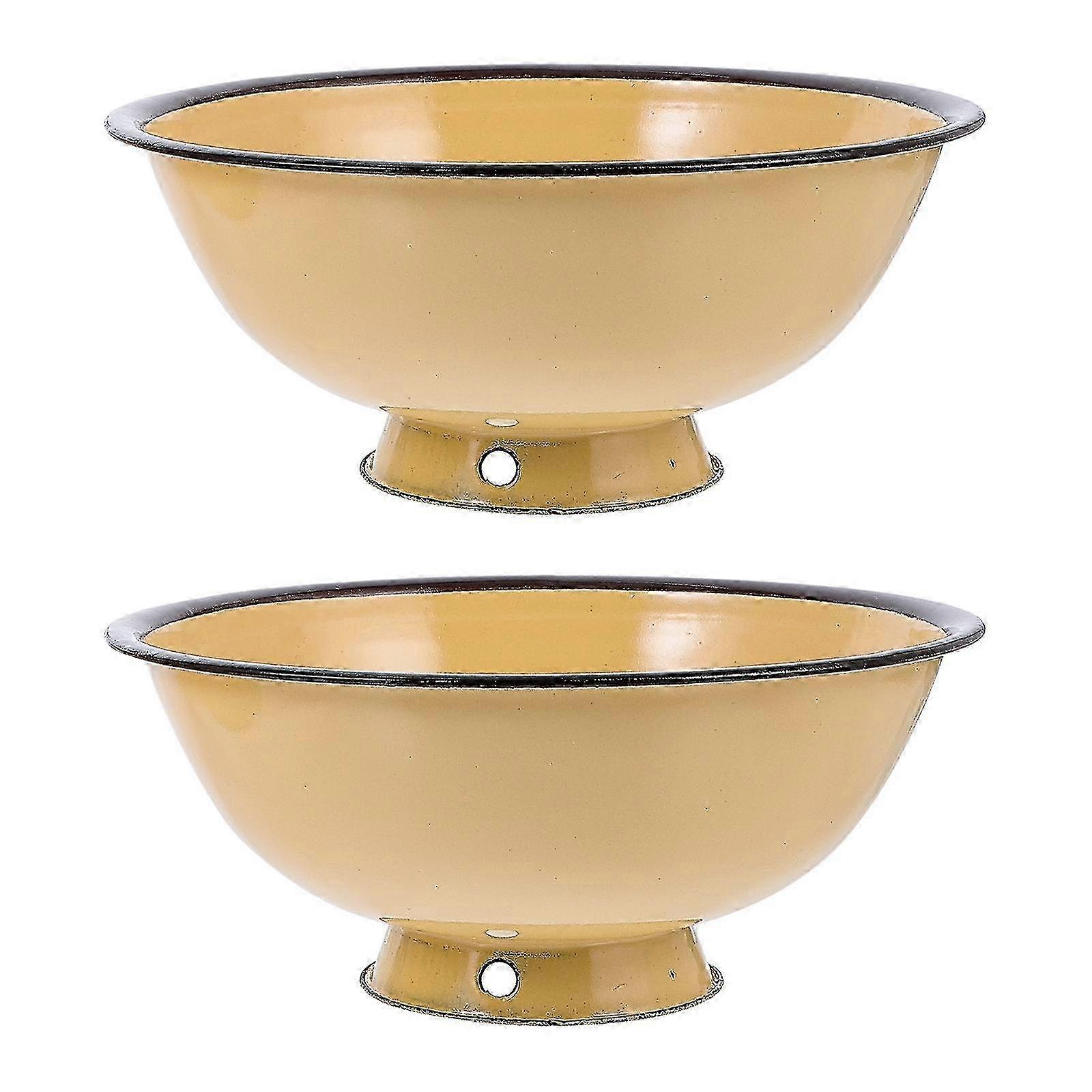 2 Pcs Multipurpose Storage Bowls Household Iron Enamel Bowls For Table Z