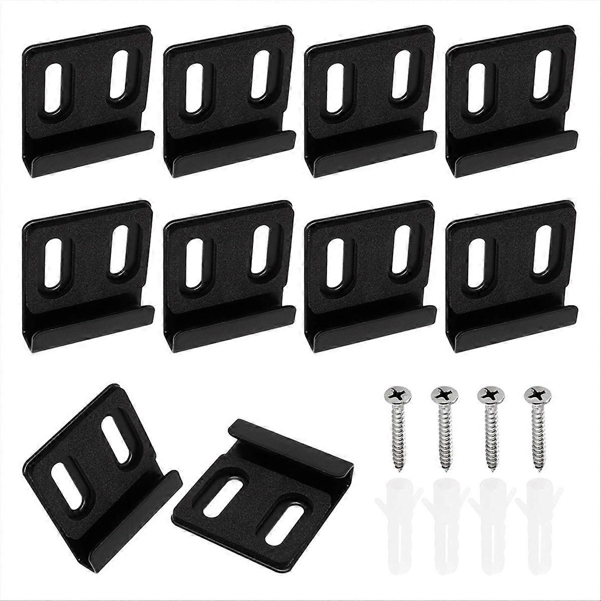Hardware Mirror Clips for Wall Mounting, Double Hole Black