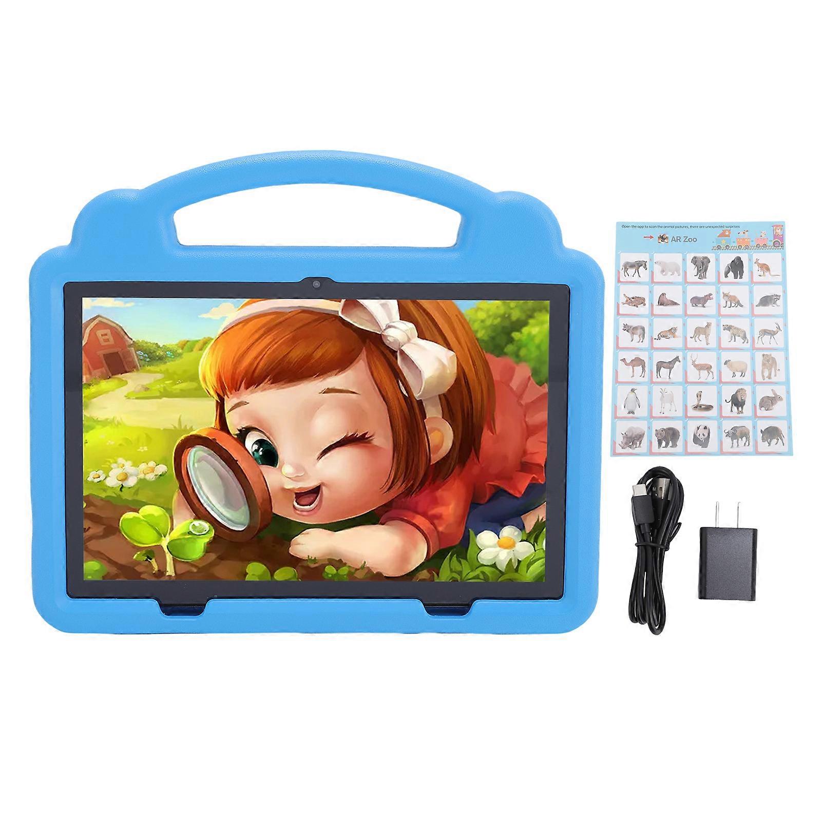 Kids Tablet 10.1 Inch 5G WiFi6 64GB Dual Camera Learning Tablet for Android 14 Sky Blue