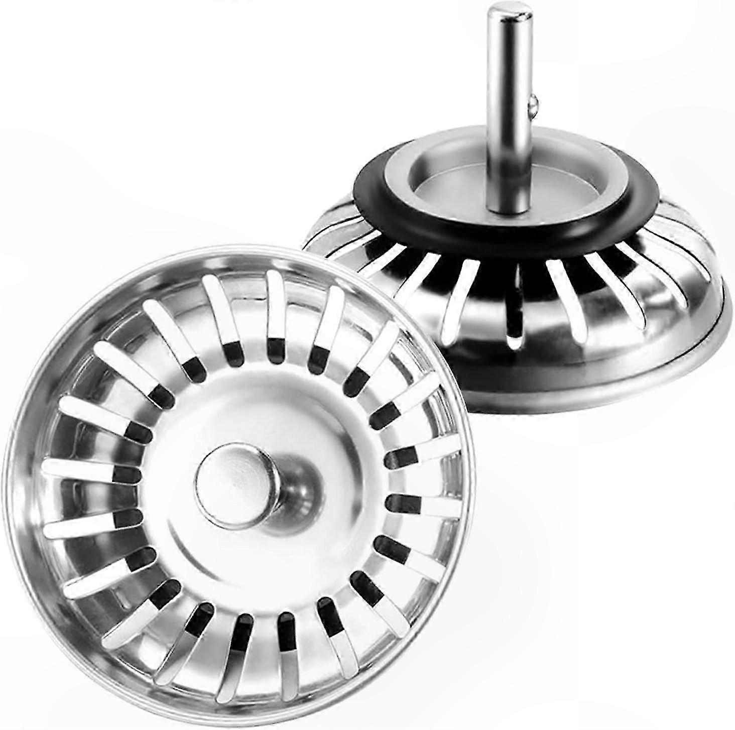 2er-Pack Spülbecken-Abflusssieb, 77 mm Edelstahl-Siebkorb für Küchenabfälle