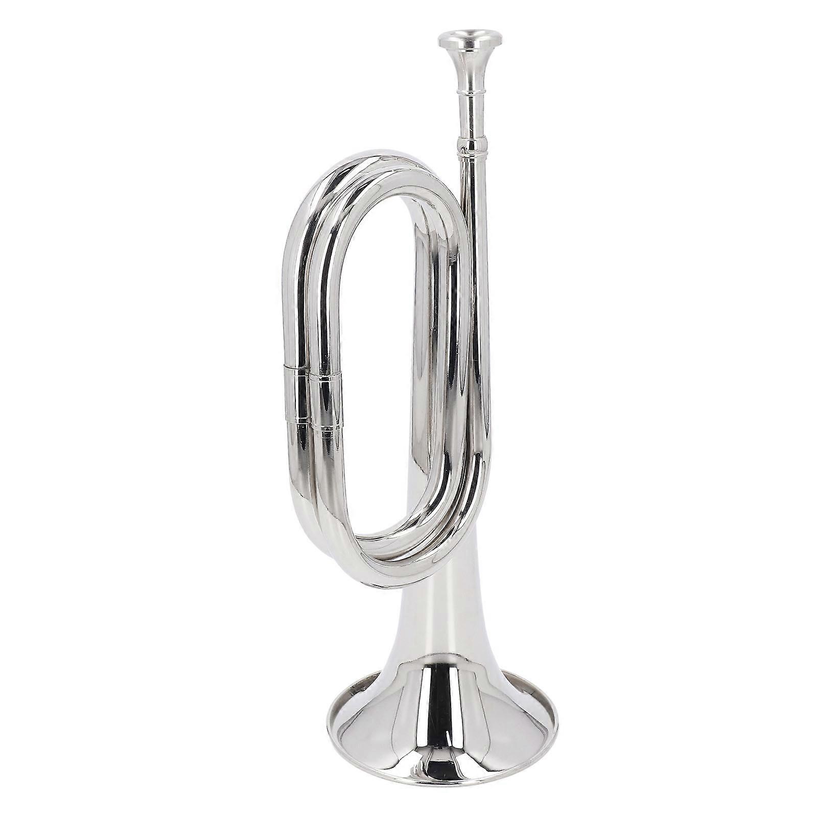 Tromba C Key 11cm Diametro Bocchino 34cm Altezza Tromba Militare in Ottone Argento per Orchestra Marching Band 