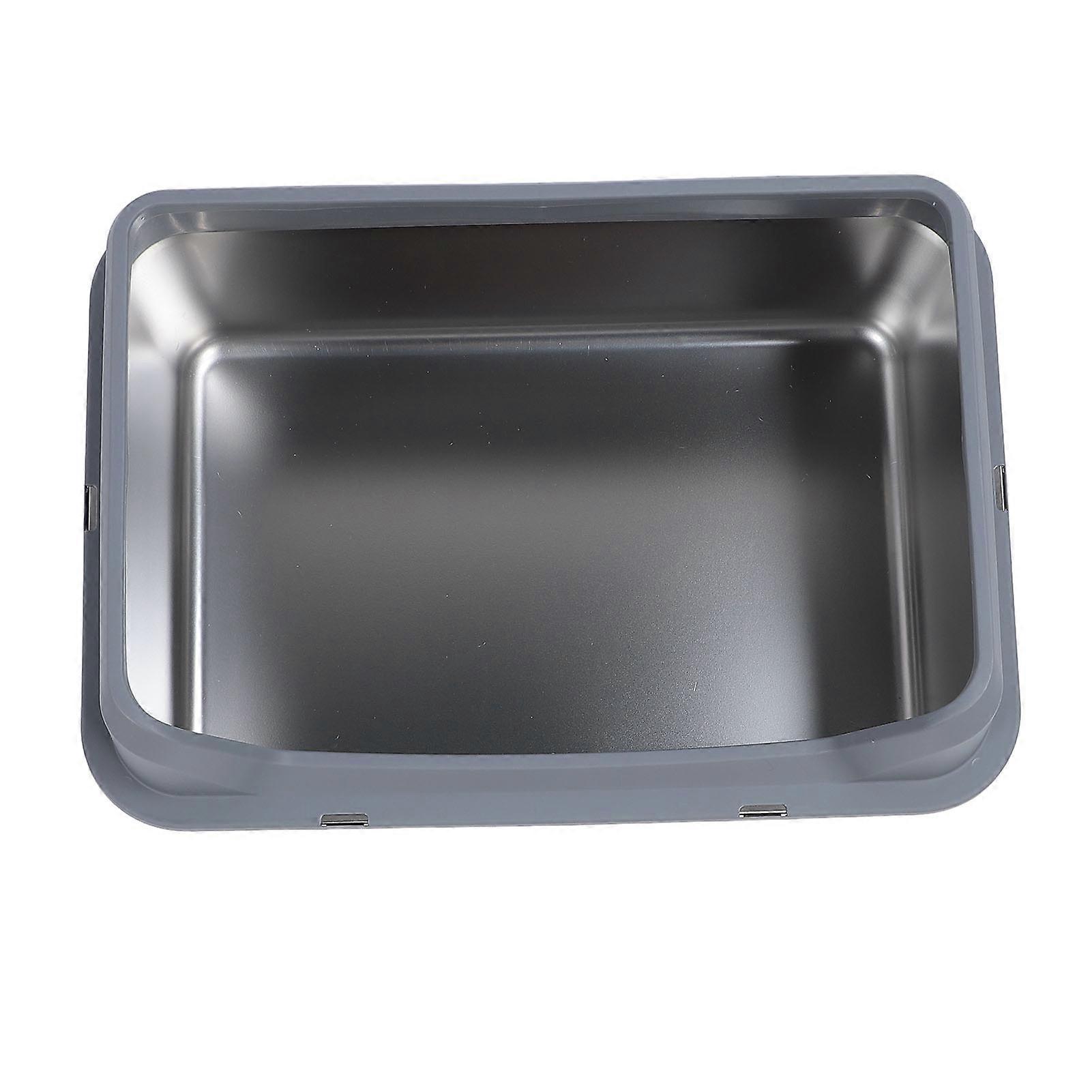 不锈钢猫砂盒防溅顶部入口大型高边猫砂盆带勺子，适用于大猫深灰色