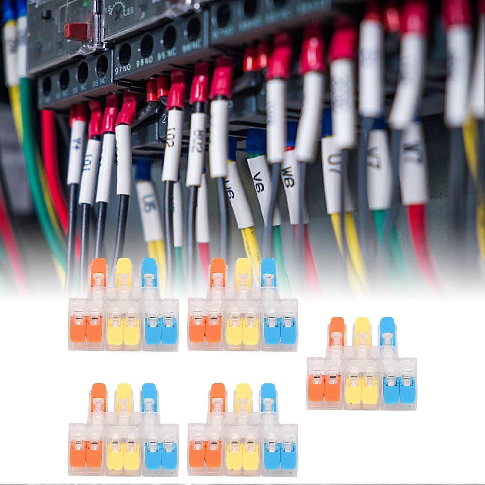 5Pcs 3 in 6 Out Electrical Wire Connector 41A 450V Quick Wiring Splice Cable Connector for 0.5‑6mm² 10‑20AWG 