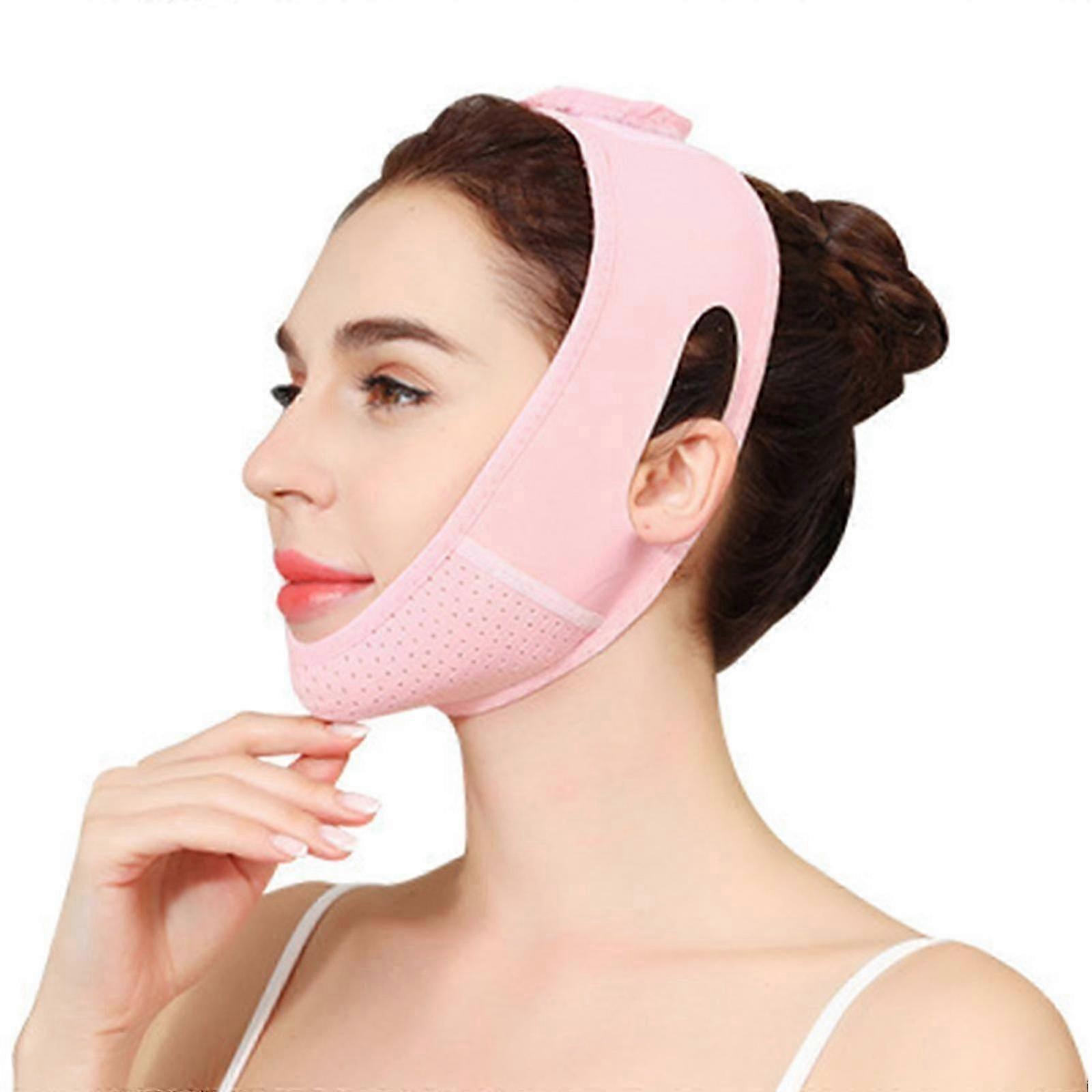 Jaw Line Enhancer Strap V Face Slimming Bandage with Adjustable Jaw Line Shaper for Home or Office Easy to Use Chin Ban pink purple