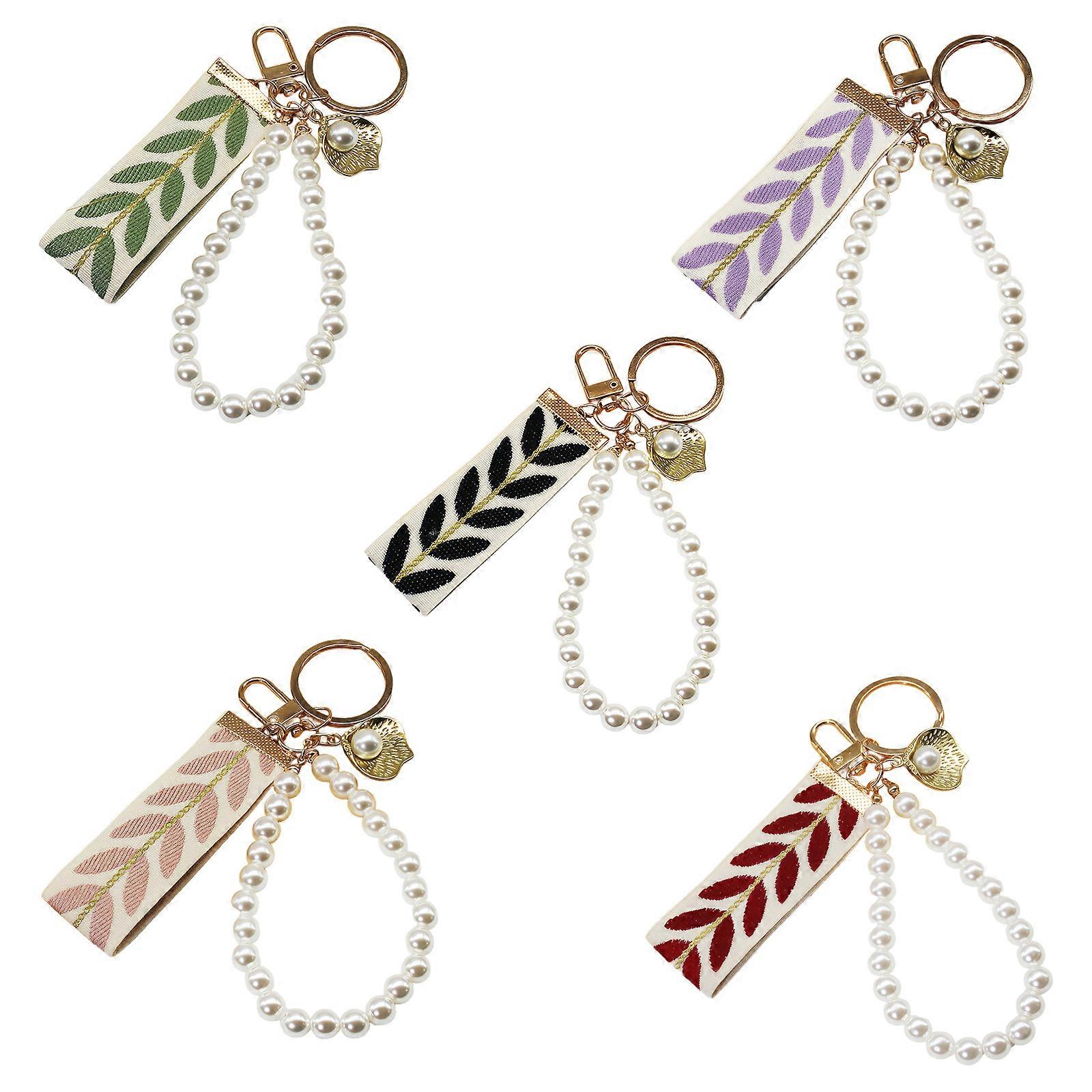 Set of 5pcs Nature Inspired Key Holder Charm Soft Cloth Keychain Lightweight Design Perfect For Keys or Bags Multicolor