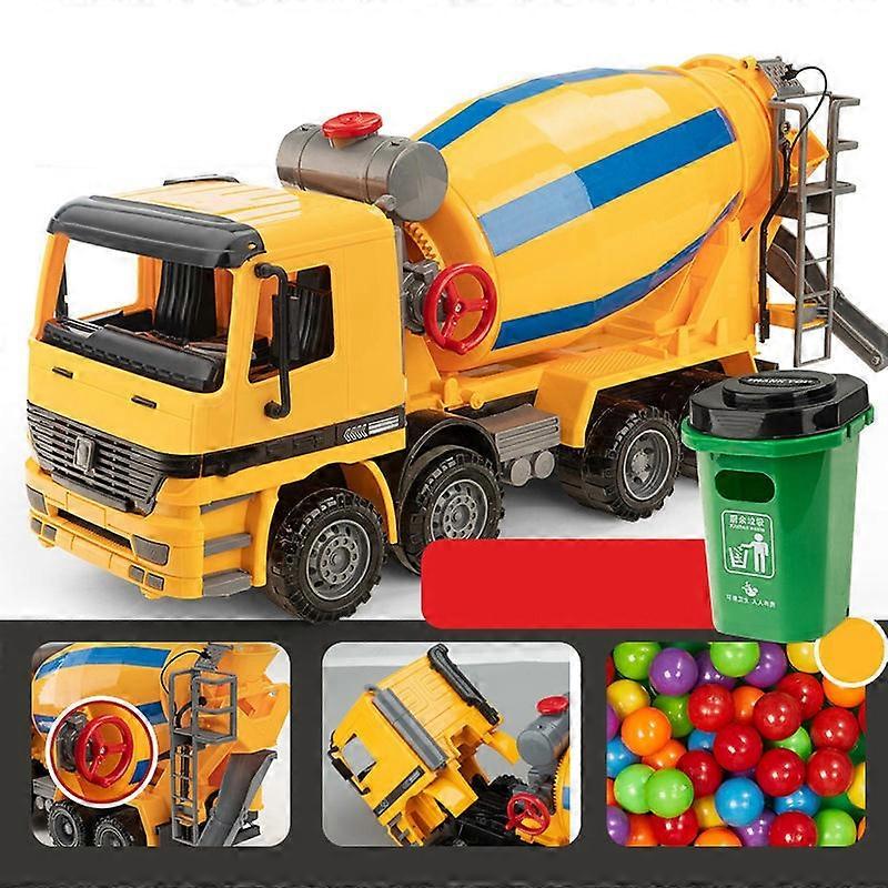 Cement Truck Mixer Toy Simulation Model Oversized with Storage Bucket Colorful Beans Cement Mixer To