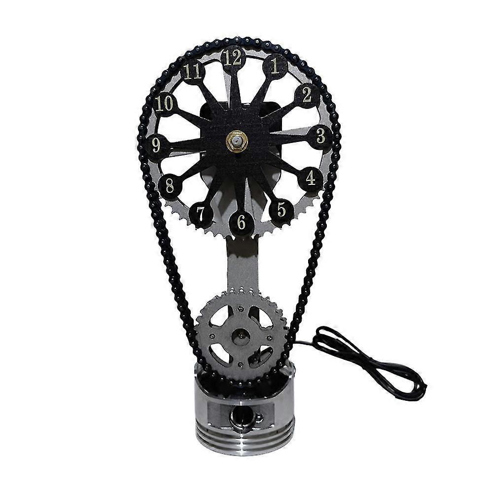 Rotating Gear Clock Vintage Table Gear Clock Decoration Electric Table Clock