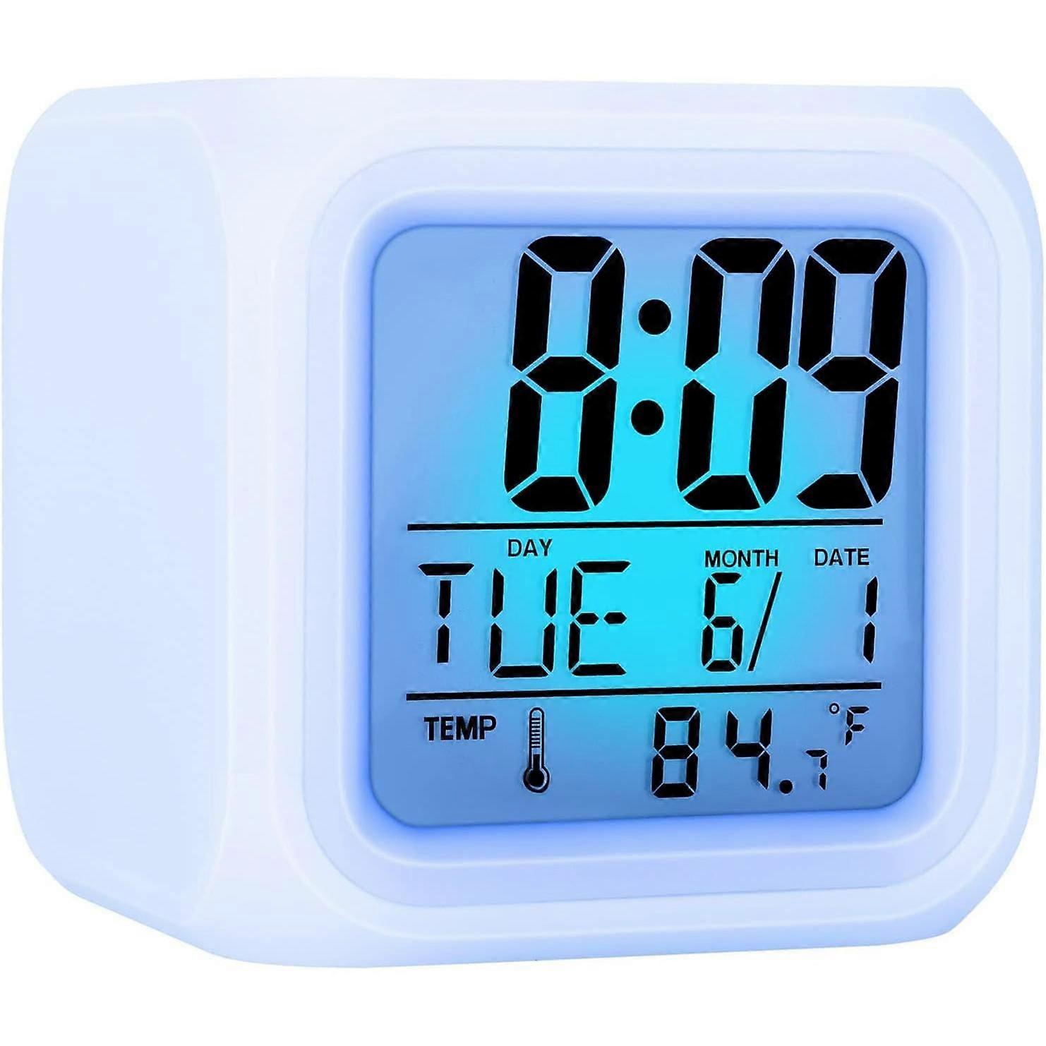 Children's digital clock with 7-color night light