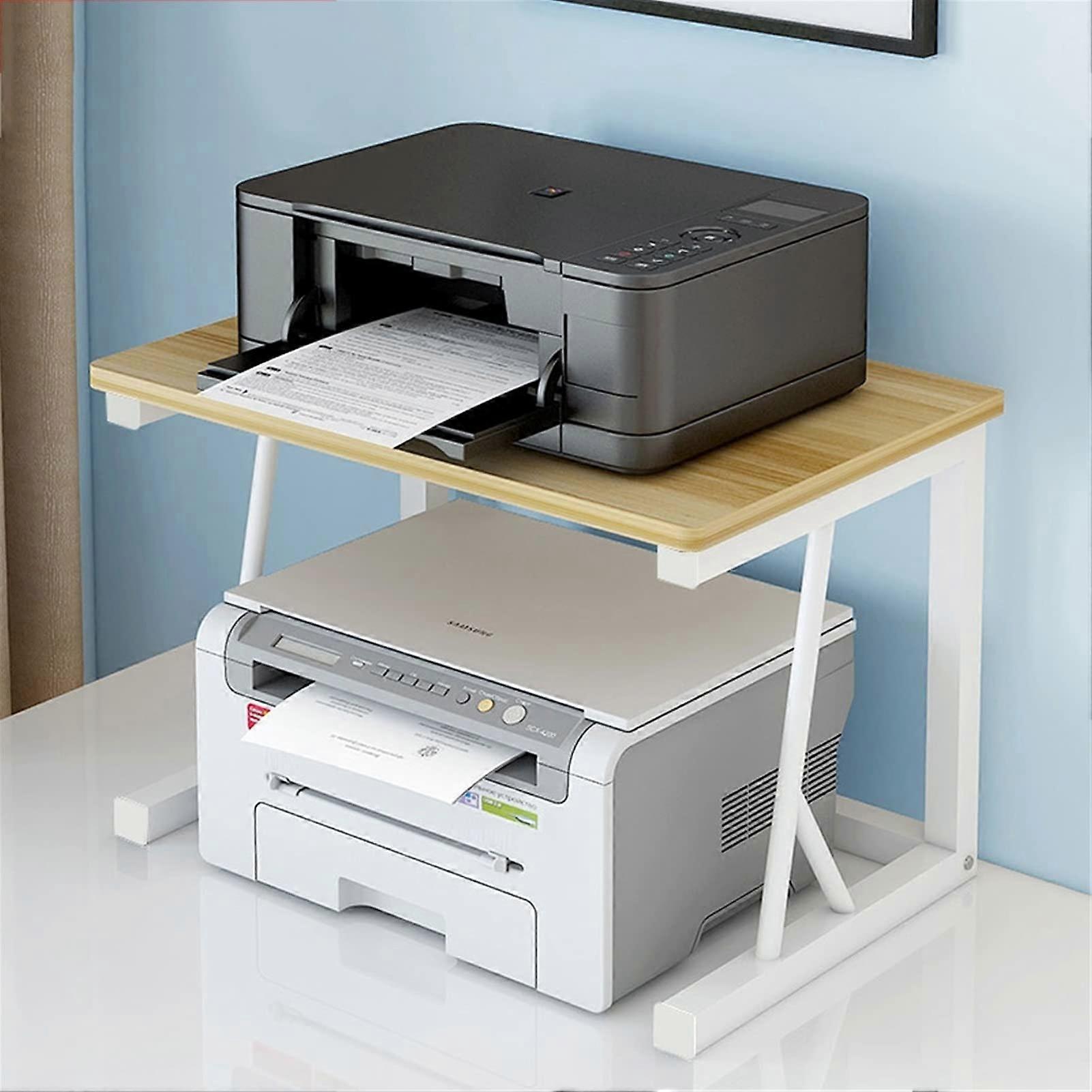 Printer Stand 2Tier Desktop Storage Shelf for Small Printers, Fax, Scanner, Documents, Beige