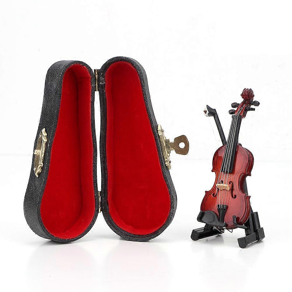 1:12 Miniature Wooden Instrument Violin Model with Box Simulation Accessory for Dollhouse