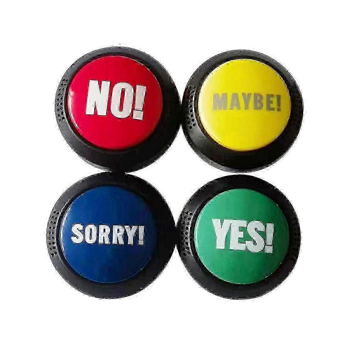 4pcs Dog Training Buttons with Yes No Sound, Squeeze Pet Talking Buttons for Interactive Games & Party Activities