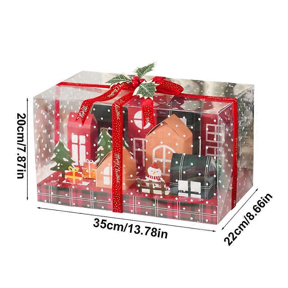 Christmas Advent Calendar Box Christmas House Box Fillable Empty Box Candy Snowflake Crisp Nougat Packaging Gift Box Party Props