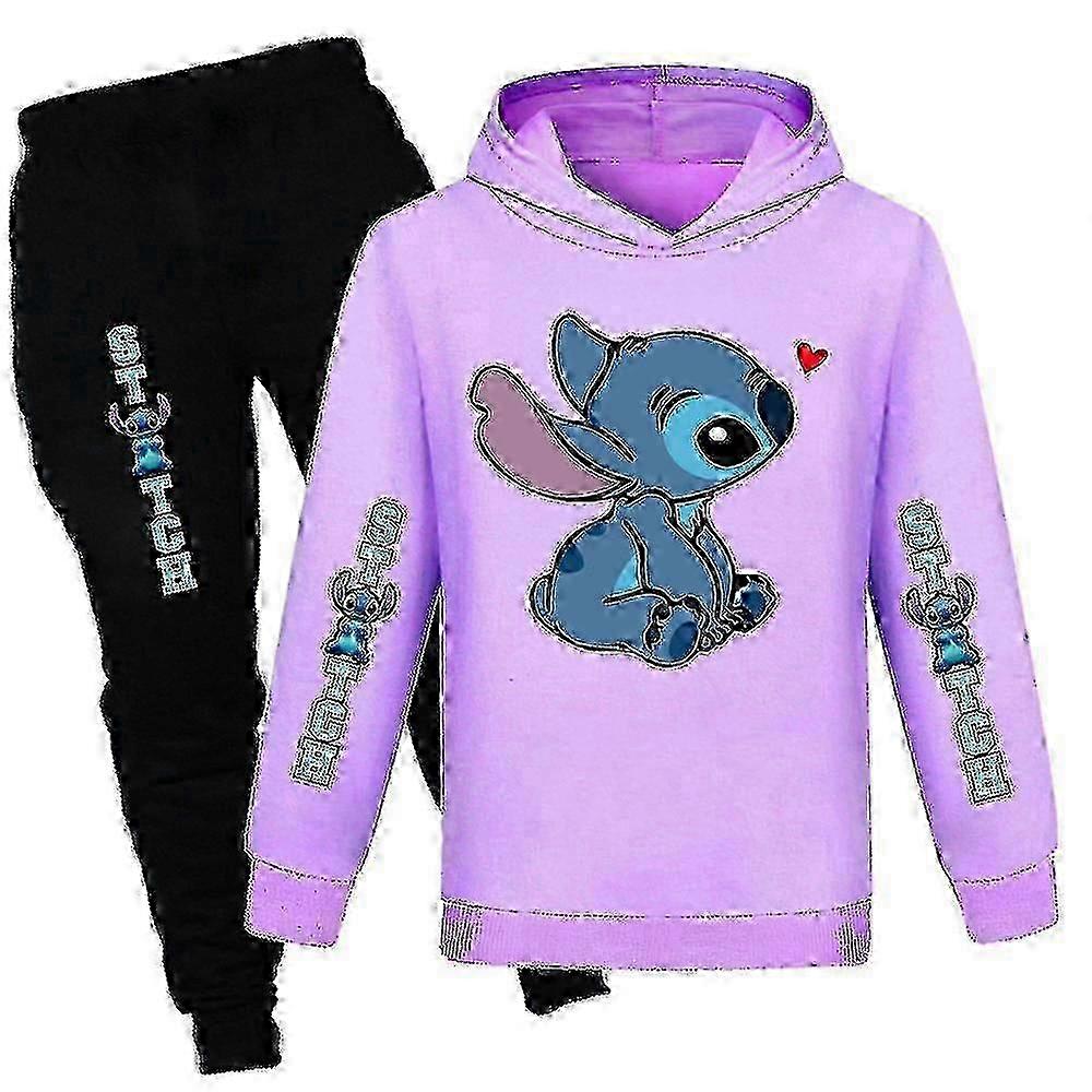 Ensemble de survêtement Lilo Stitch pour enfants, garçon et fille, sweat-shirt à capuche, pantalon de jogging, tenue de sport, tailles 25-26.