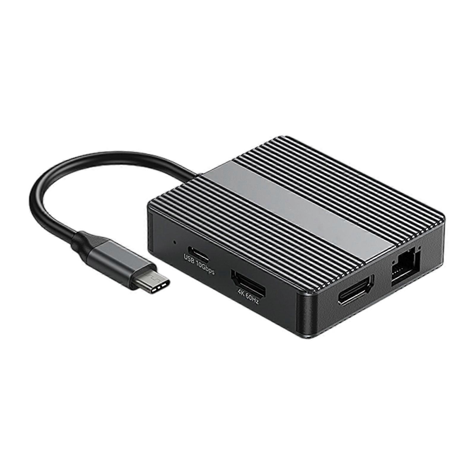 Aluminum USB C to HDTV Adapter 7 Port Expansion Dock With 1000Mbps RJ45 Ethernet USB3.2 USB C Data Transfer Converter Multicolor