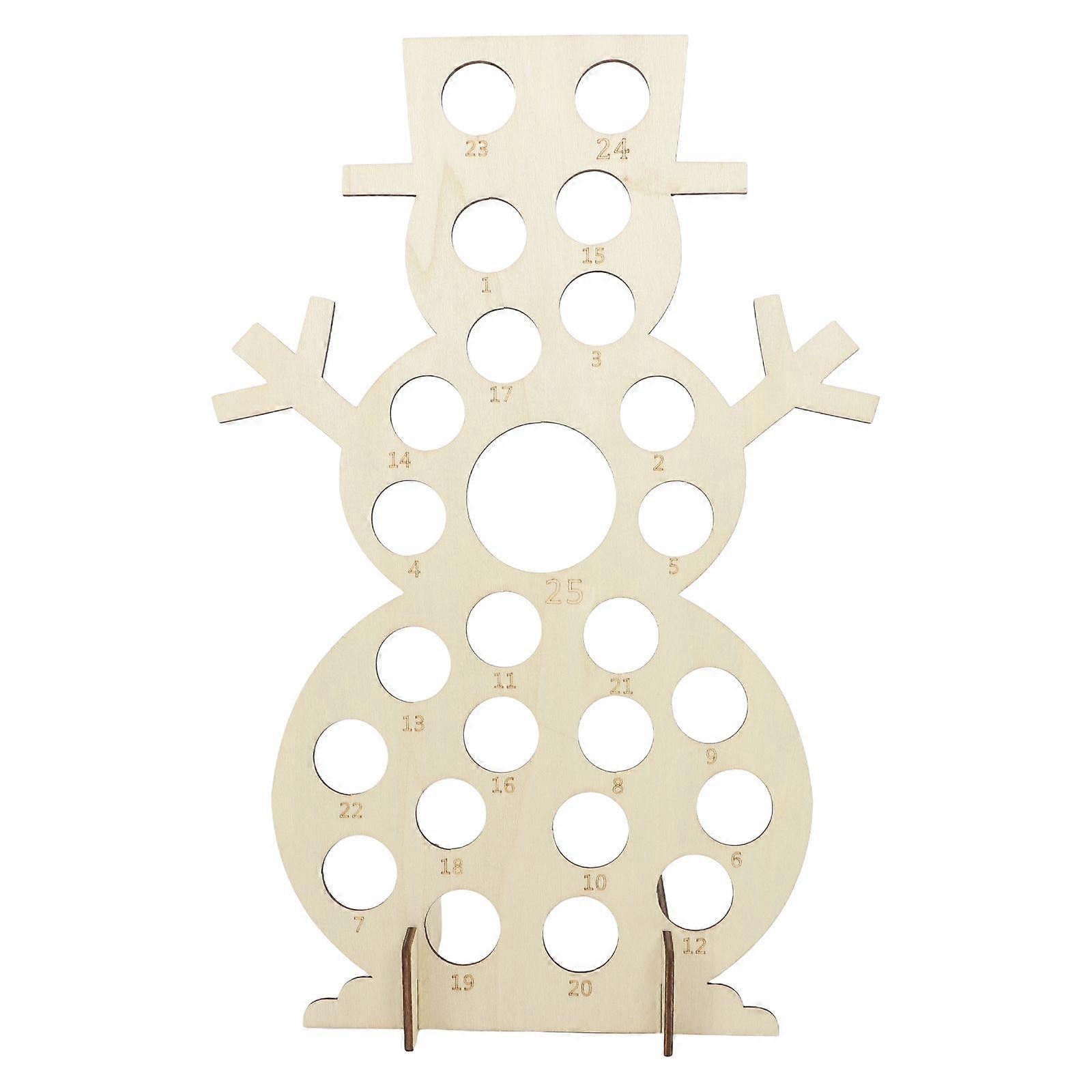 1pc Christmas Wood Countdown Board Calendar Notes Reminding Shelf Chocolate Rack Adornment (Snowman)