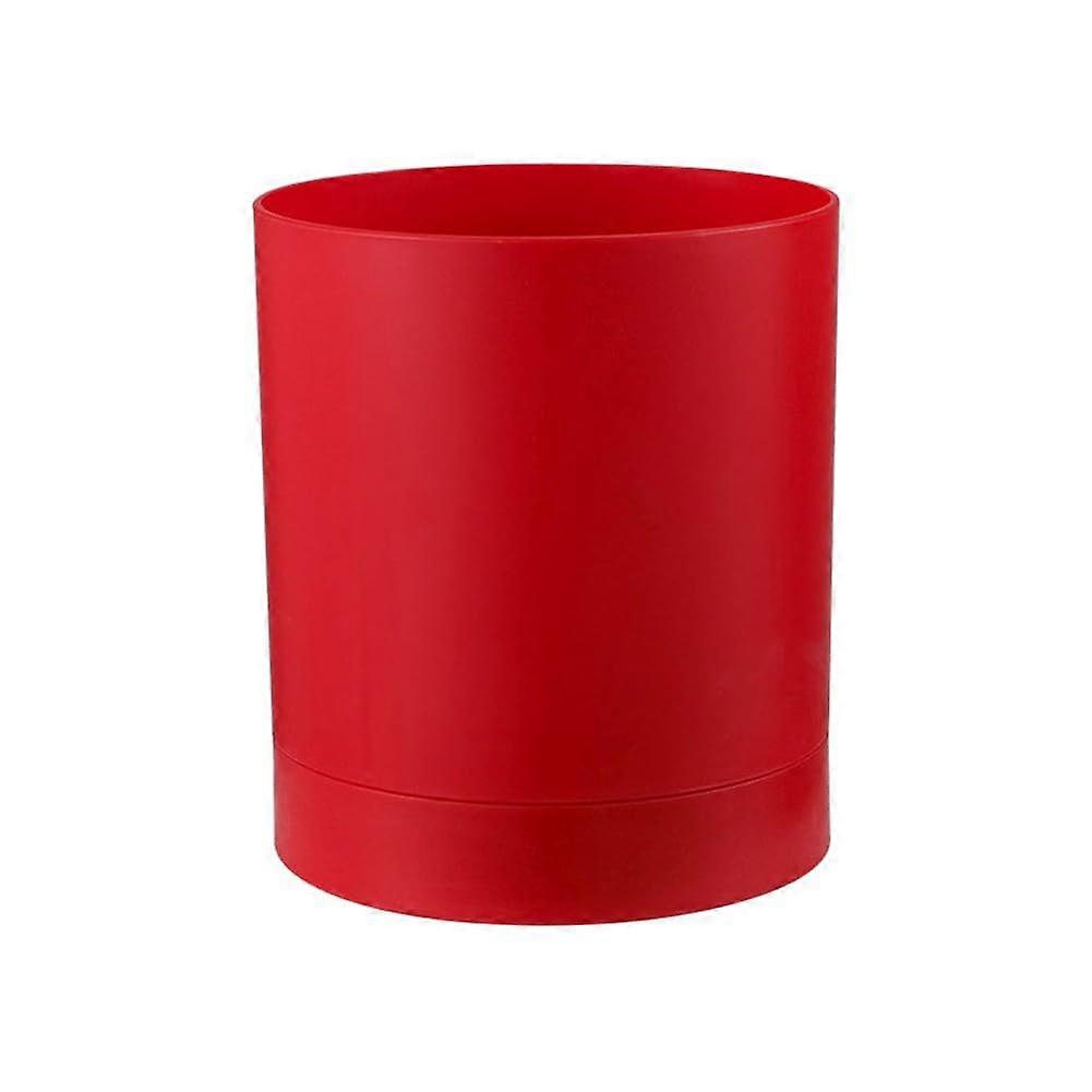 Kitchen Utensil Holder with 360° Rotating Base, 3Section Spoon and Spatula Organizer, NonSlip FoodGrade PP, Black with Red Trim