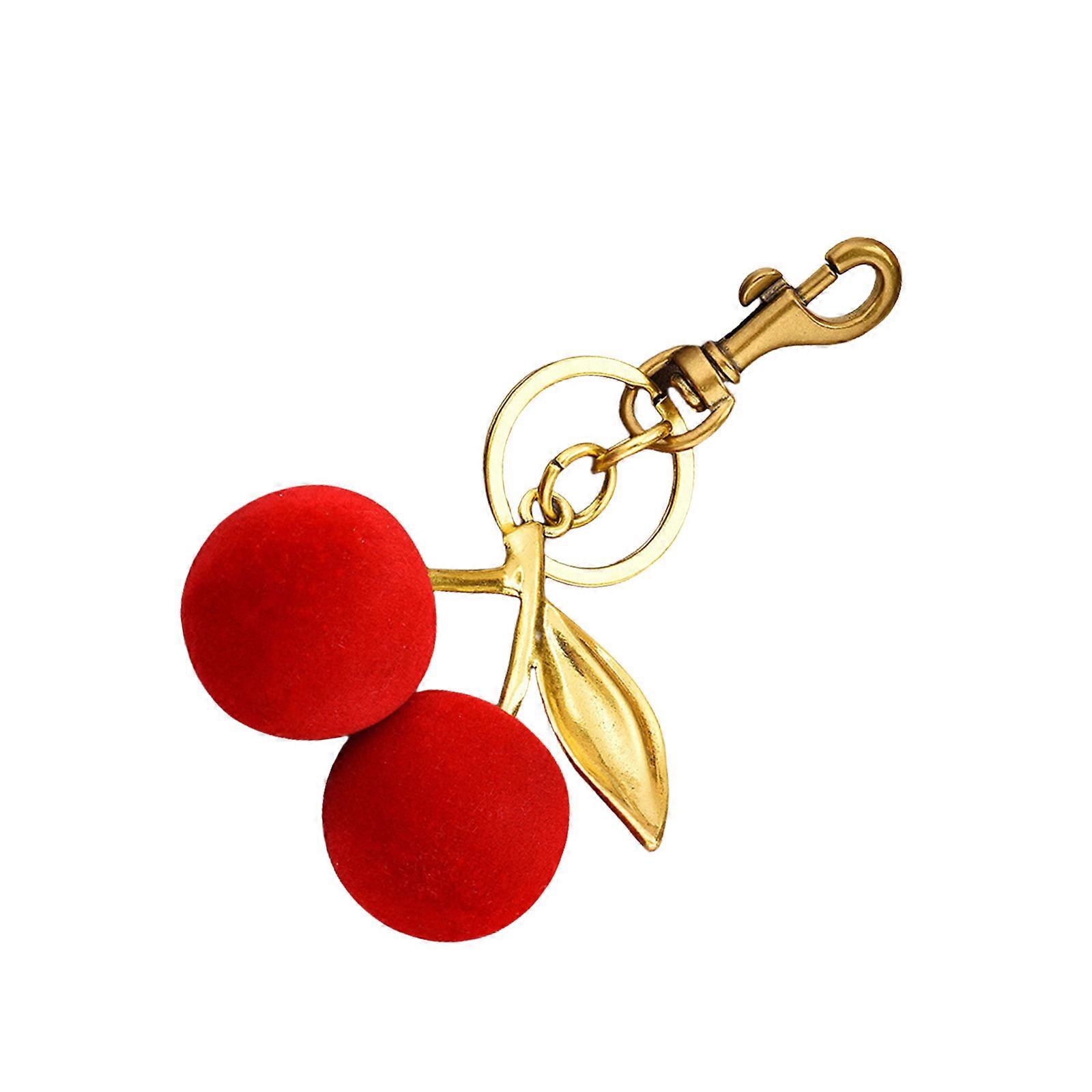 Elegant Cherrys Charm Keychain Pendant for Handbags and Backpacks Crafted Vibranting Color with Realistic Details  Red