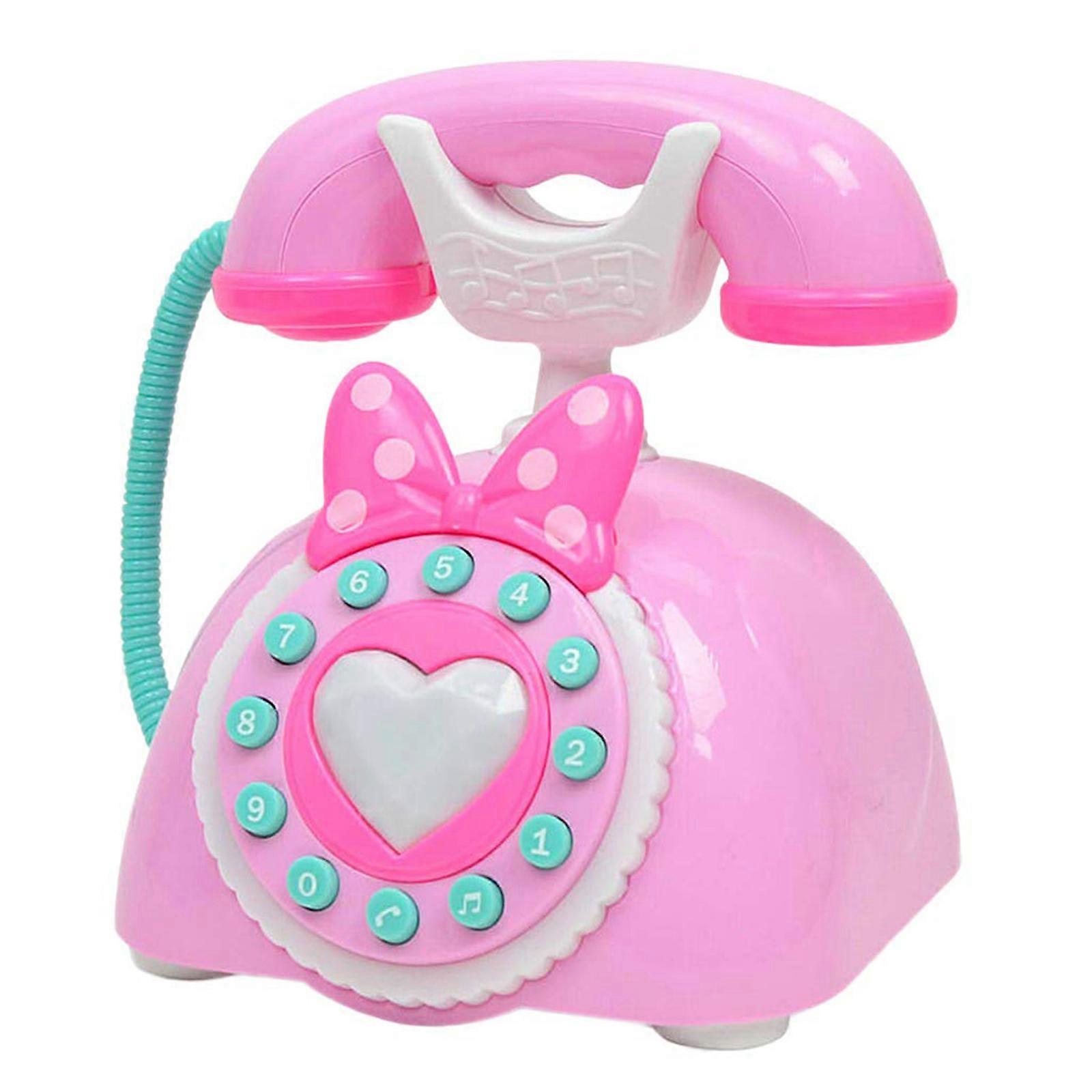 Musical and Language Development Toy Phone Early Learning Toy Pretend Play Telephone Plastic Texture for Toddlers  Pink