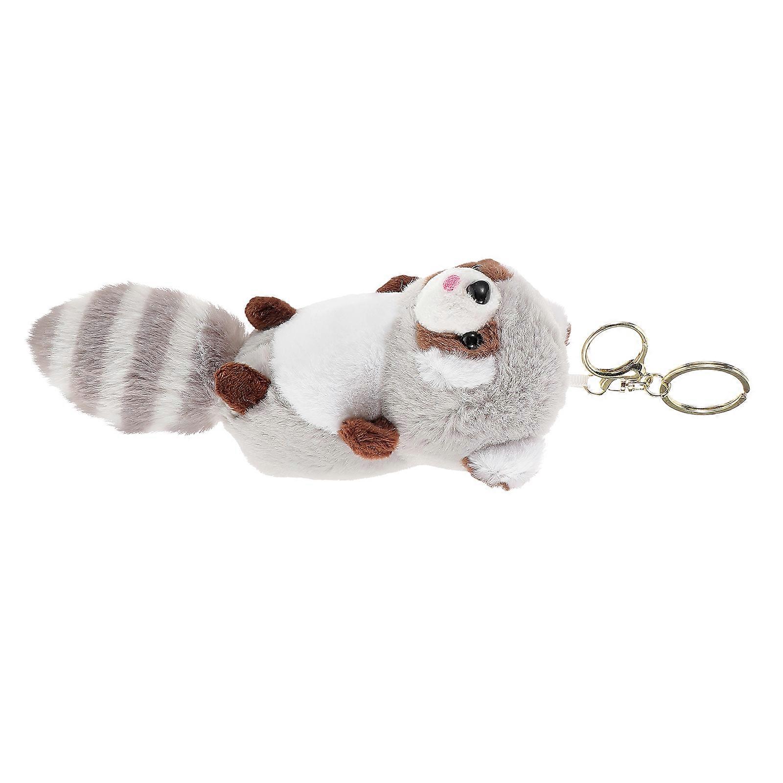 Plush Raccoon Keychain Bag Decor Soft Material Grey Suitable for Everyday Use 1Set
