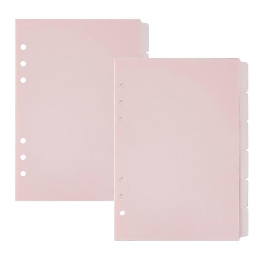 Plastic Binder Index Divider Sheets Tab Divider for Notebook Rectangle Misty Rose 210x155x0.3mm Hole: 6mm 6pcs/set