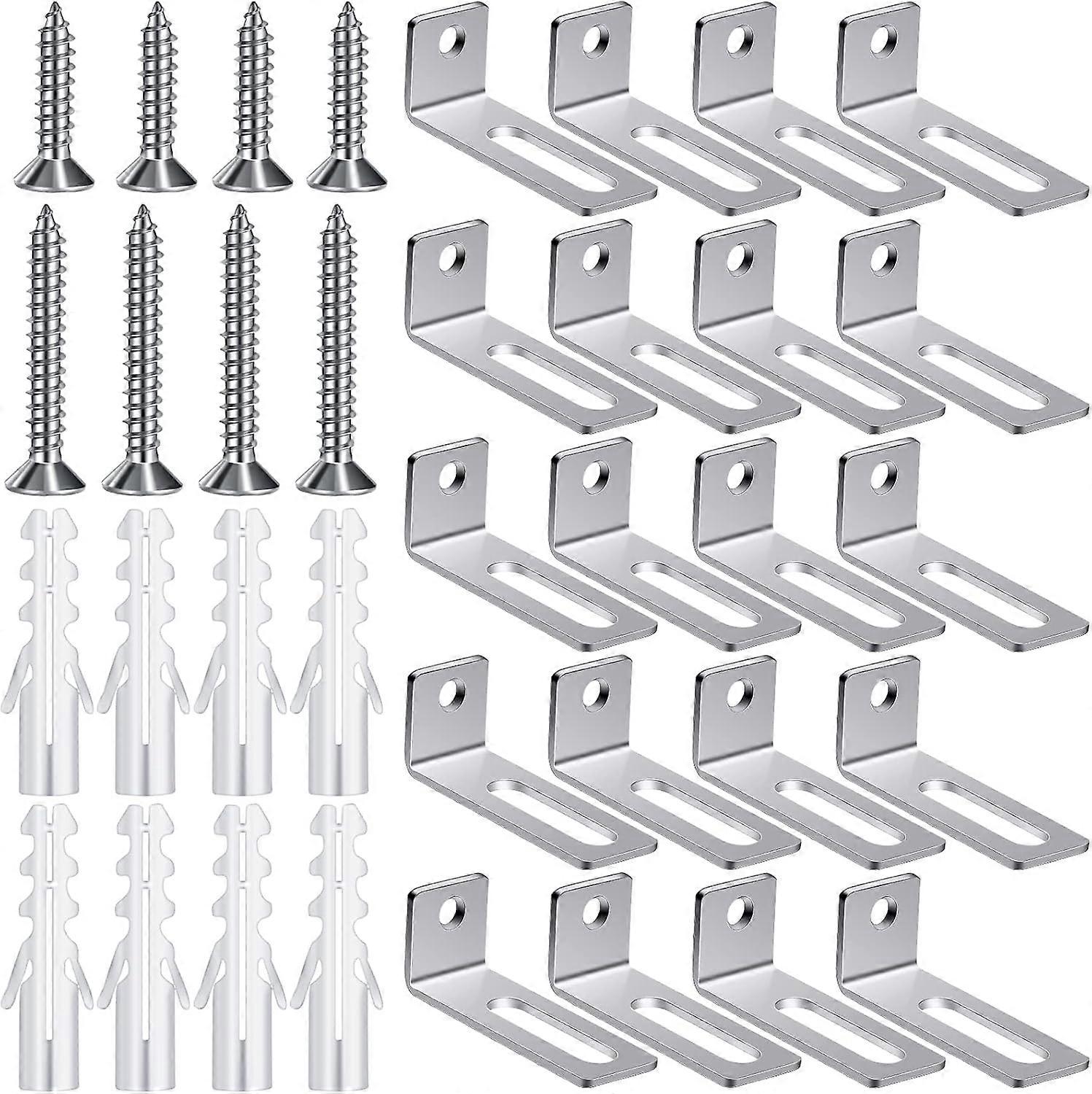 20 Set Whiteboard Brackets Whiteboard Installation Hardware Kit Mounting Wall Hanging Brackets Include Hanger Supports, Screws, Expansion