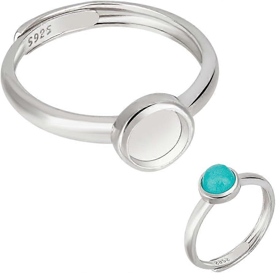 925 Sterling Silver Bezel Ring Blanks 6mm Round Ring Bases Ring Components Ring Settings for Gemstone Cabochon Ring Jewelry Making