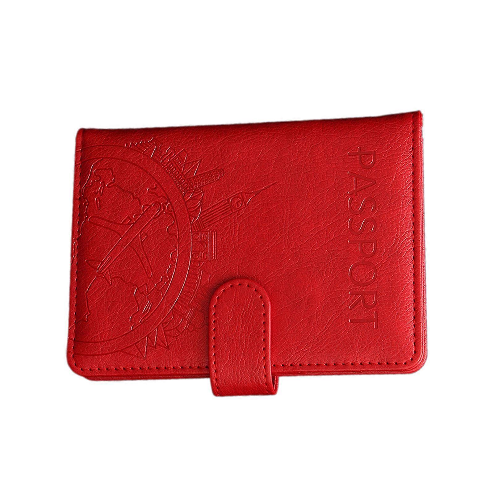 Stylish Blocking Passport Wallet with Multiple Card Case Stay Document Organizer Organized on Your Travel  Red