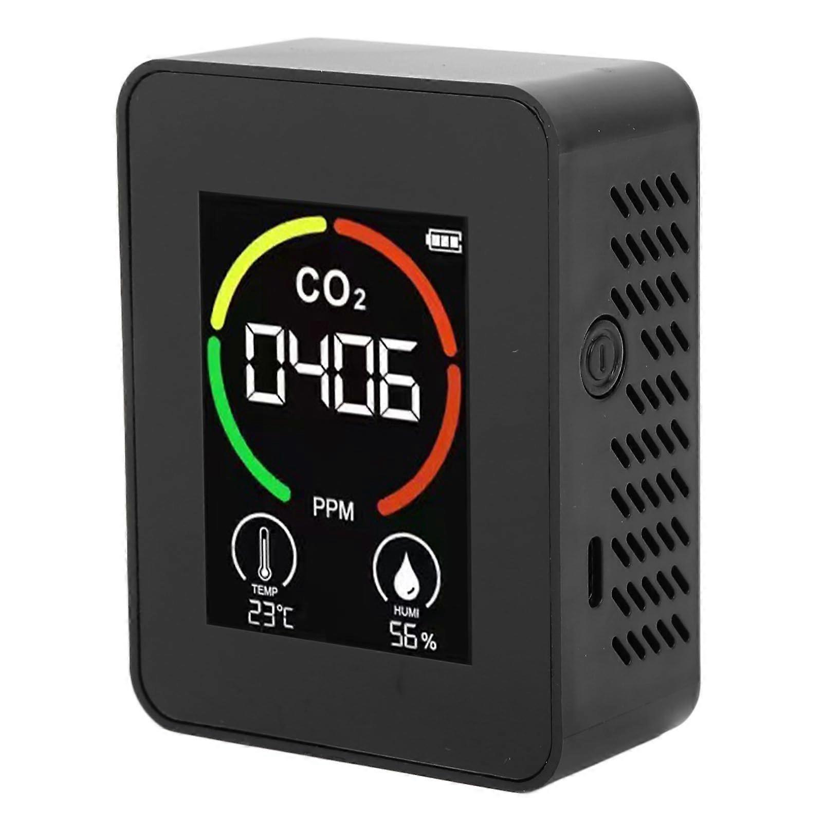 CO2 Air Quality Monitor with TVOC Sensor, USB Rechargeable Hygrometer Thermometer for Home Office