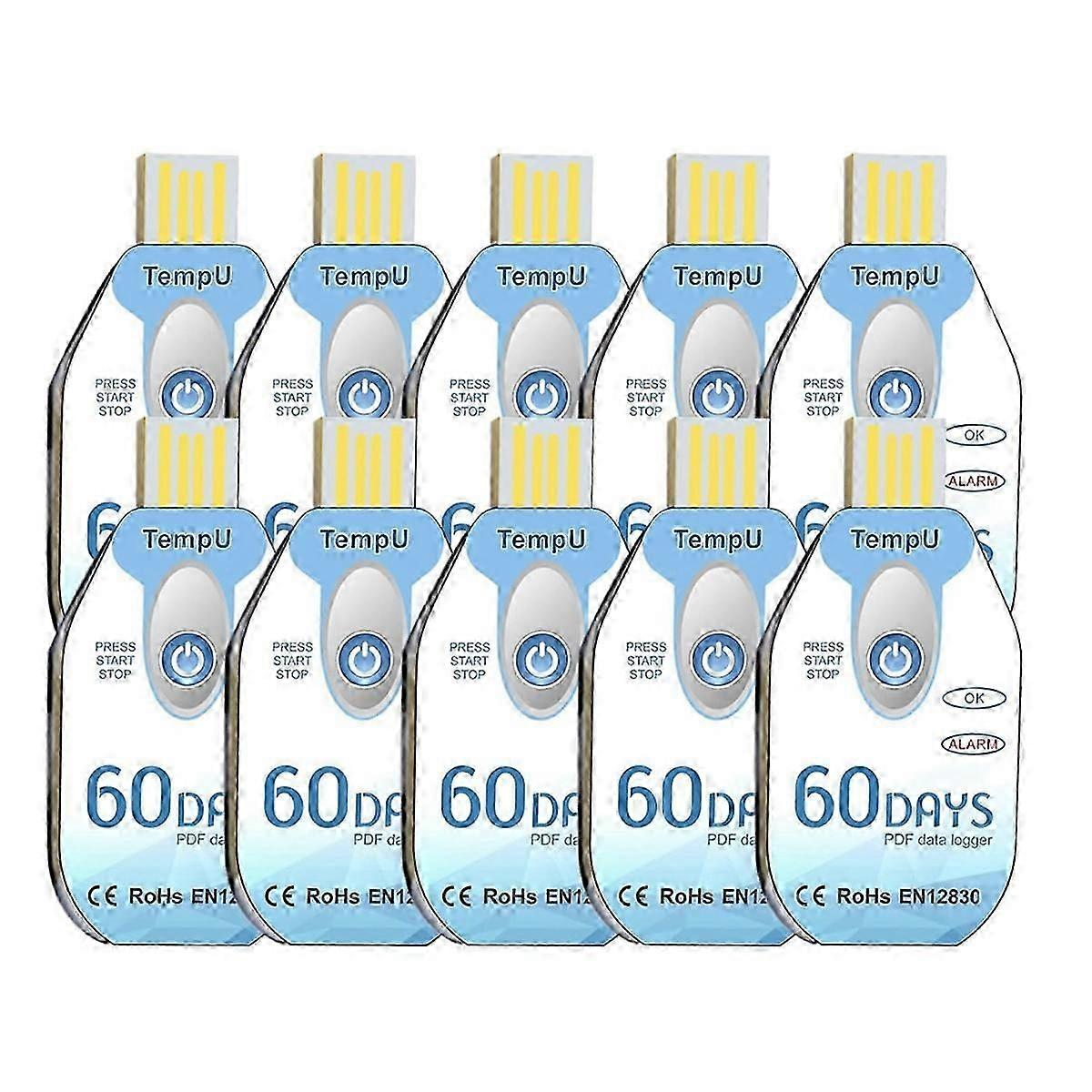 Temperature Data Logger USB Disposable PDF Temp Recorder Thermometer Logger TempU02 60 Days for Cold Chain 10 Pack