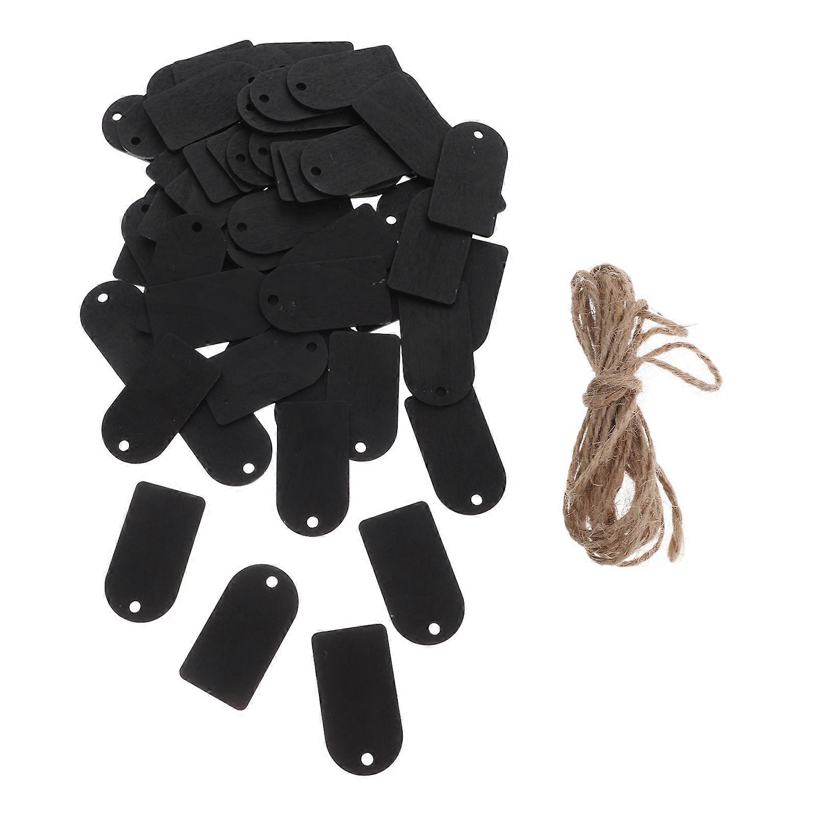Wooden Mini Chalkboard Tags Double-Sided Writable for Decoration 50Sets