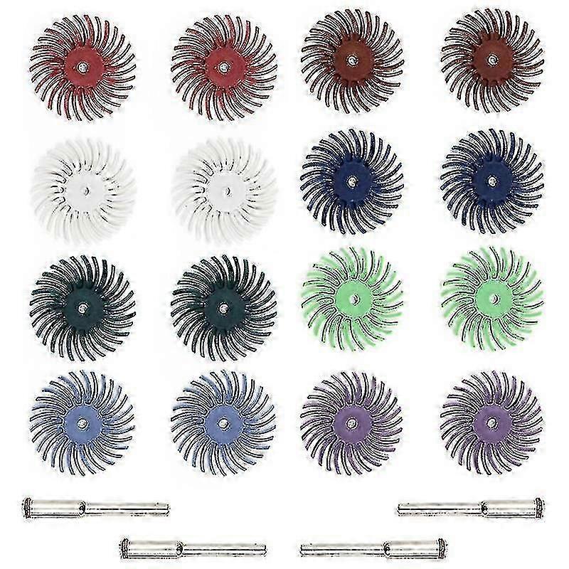 16-piece Abrasive Brush Wheel Set with 4 Mandrels for Tools - Mixed Buffing Discs