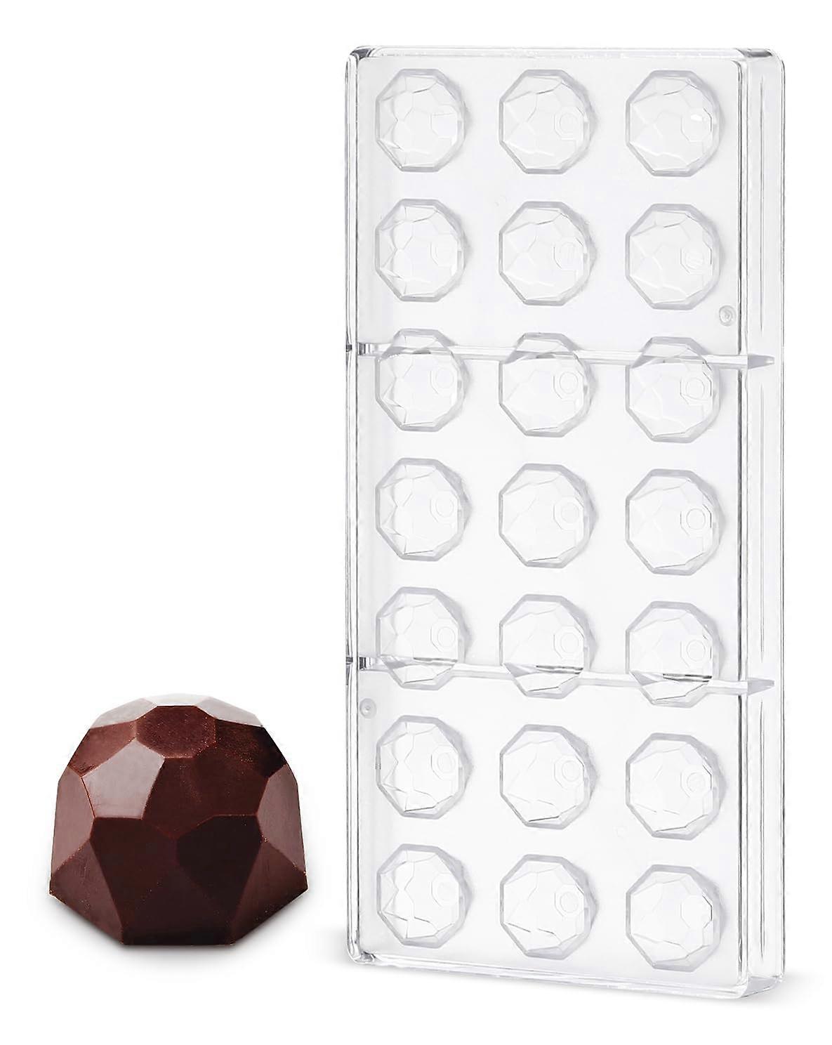 Diamond Shape Polycarbonate Chocolate Mold with 21 Cavities, Clear Truffle and Candy Making Tray