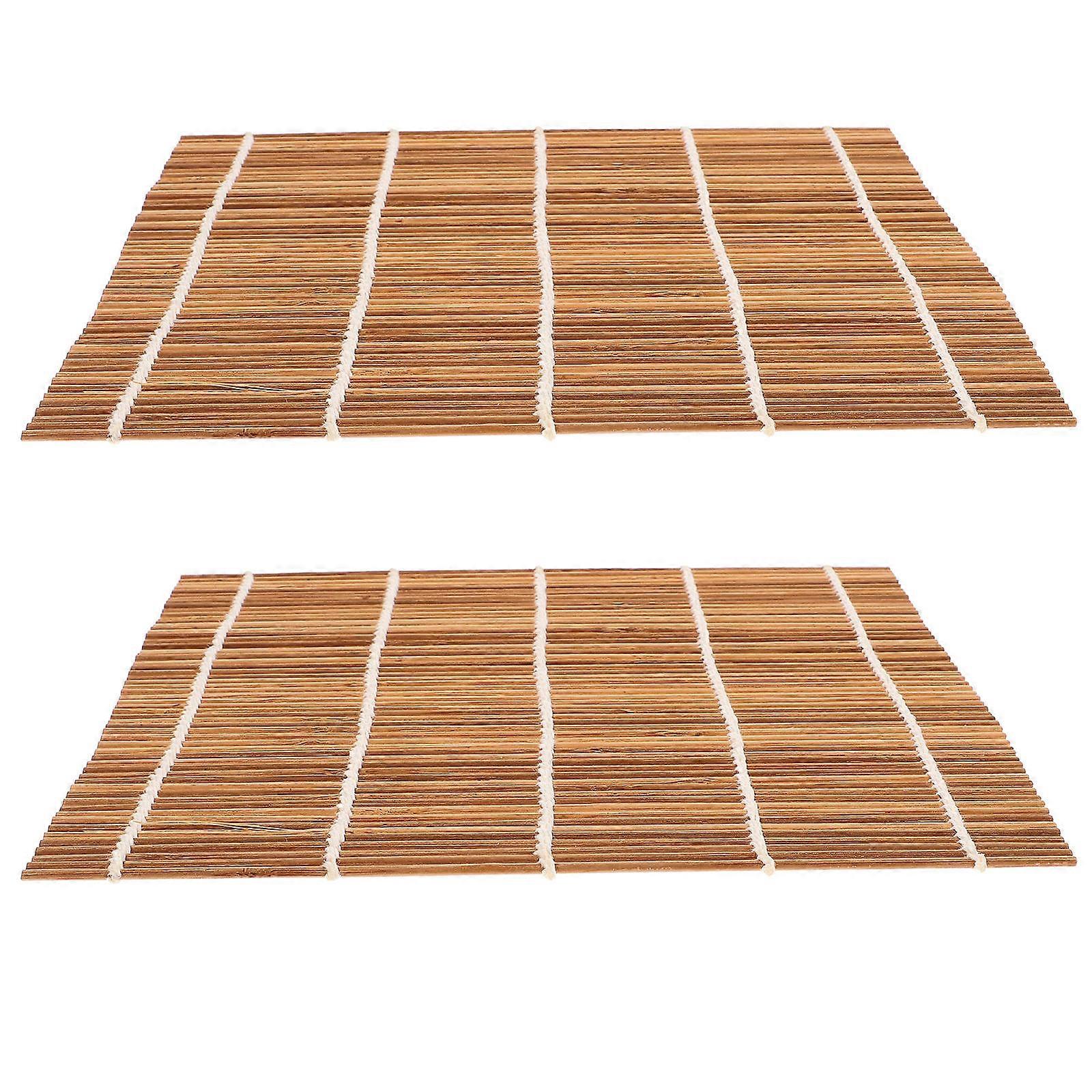 Rolling Mat for Sushi Making 2Pcs Light Brown Bamboo Mat