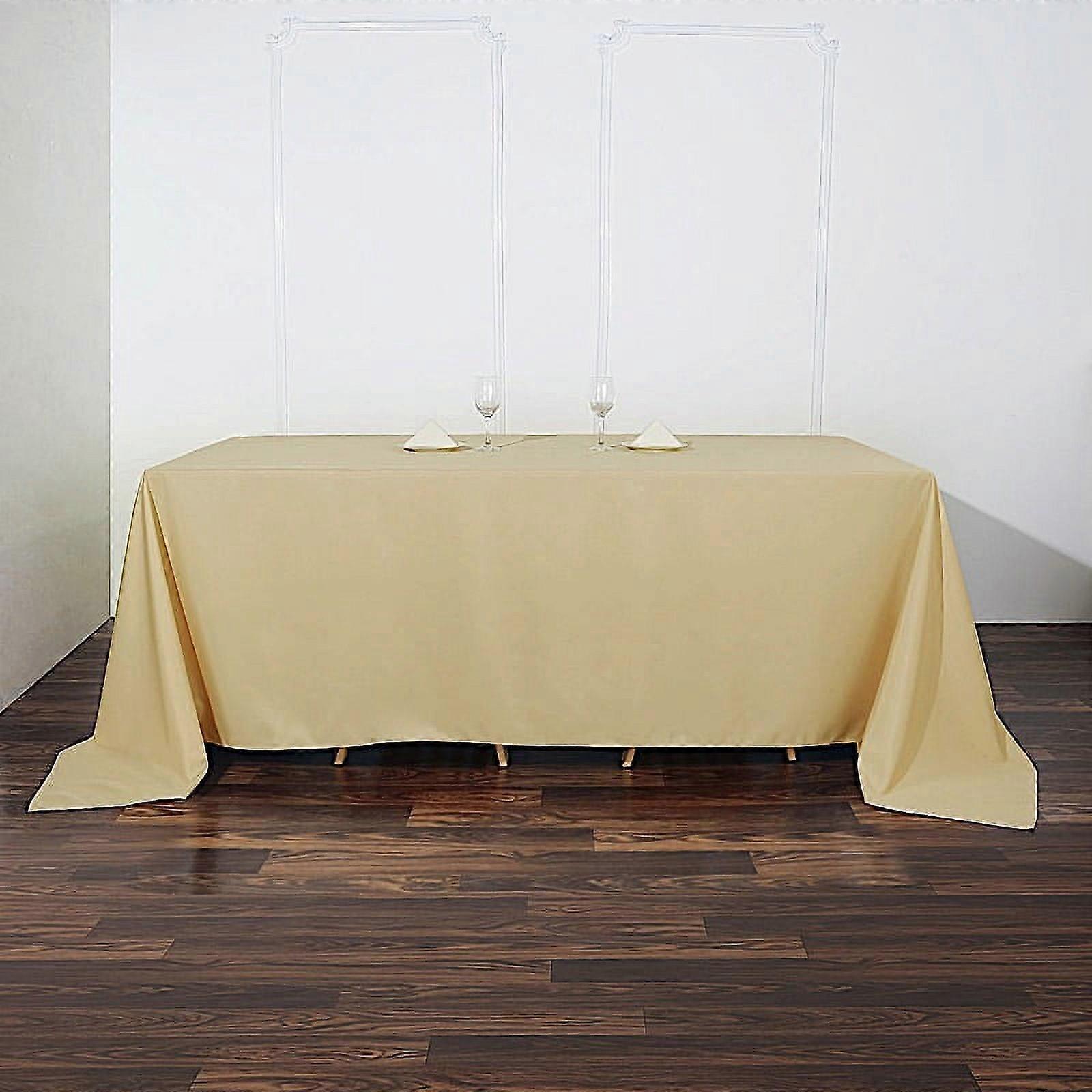 BalsaCircle 90" x 132" Polyester Rectangular Tablecloth Champagne